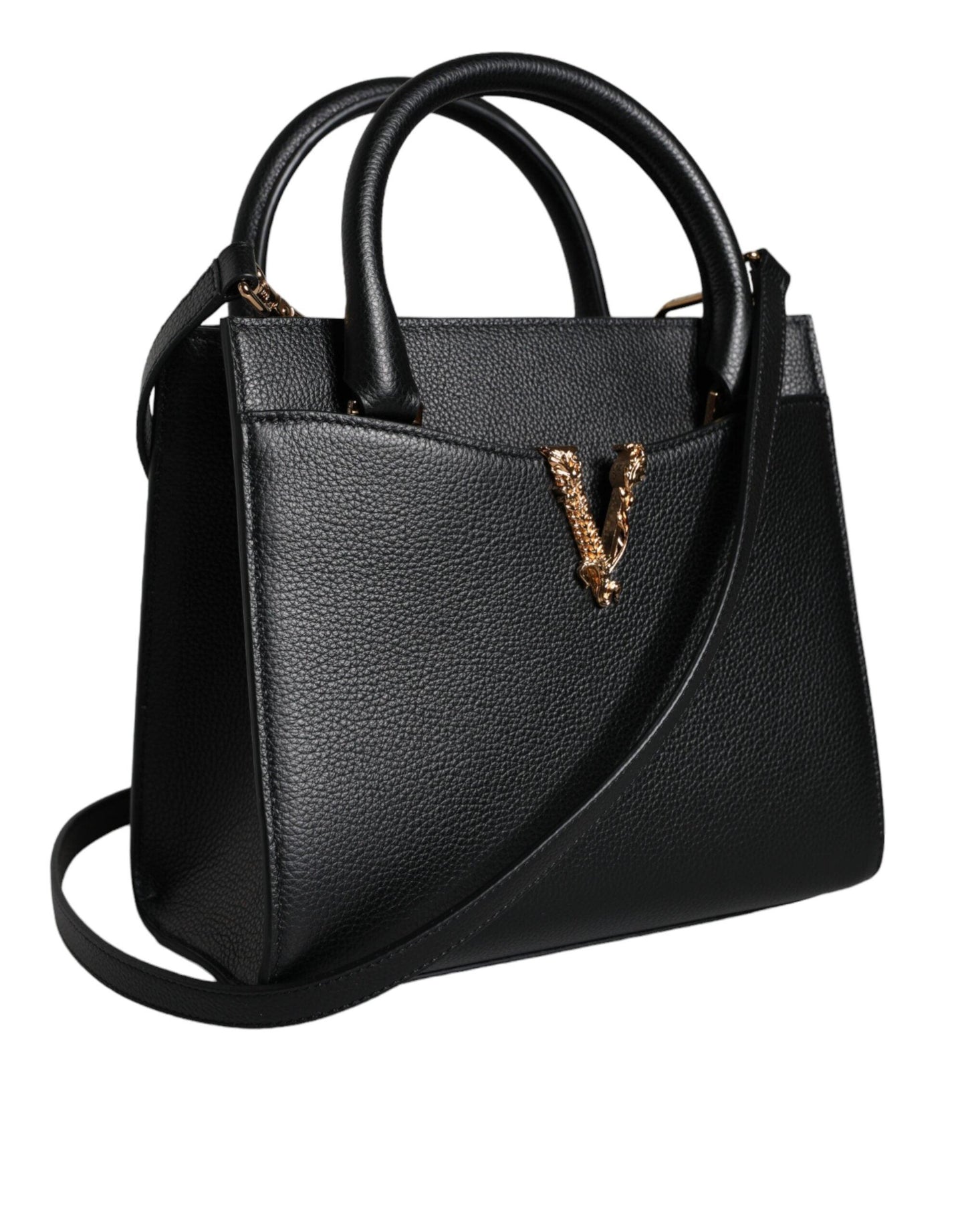 Versace Black Small Leather TopHandle Shoulder Crossbody Bag - Arichezz.store