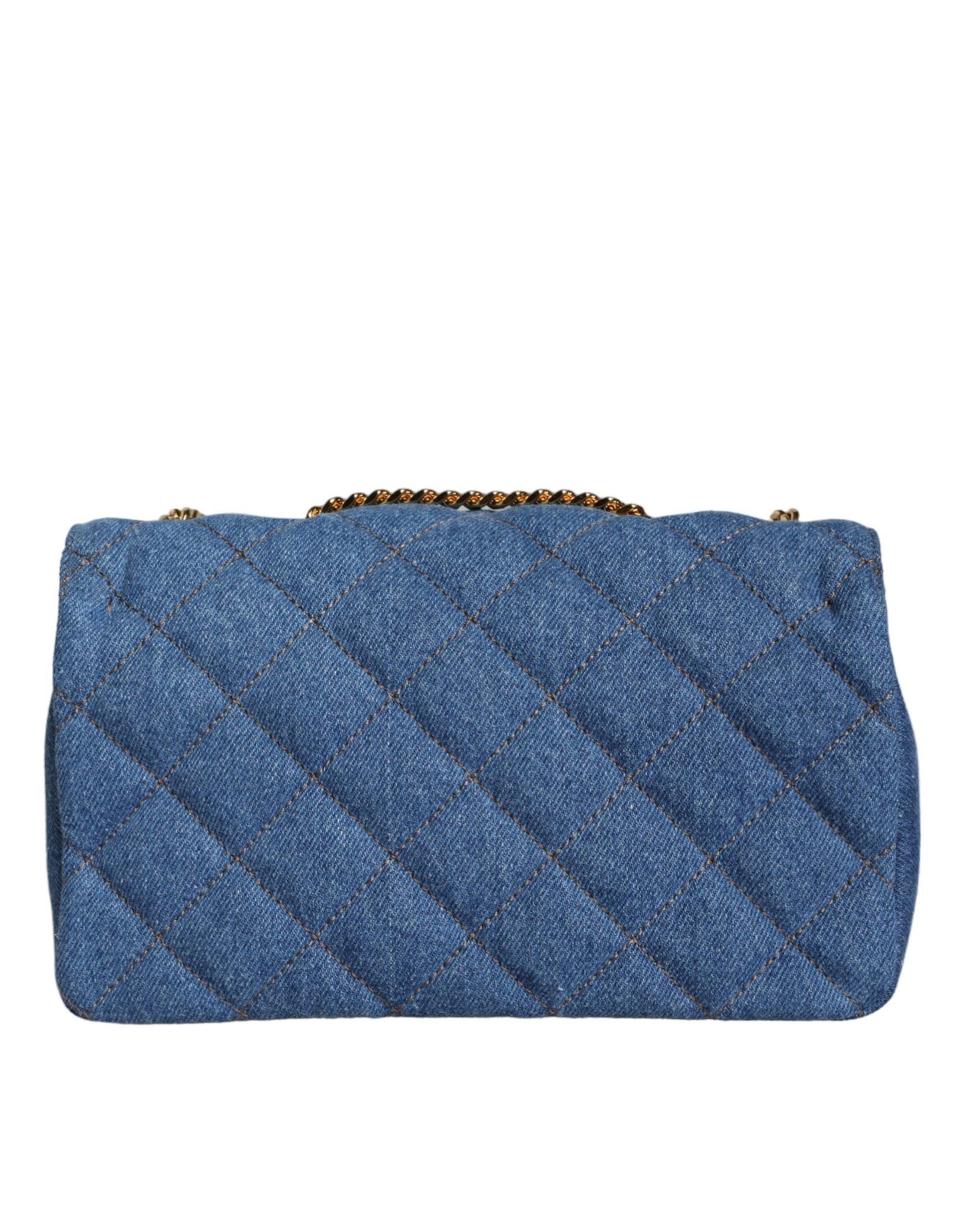 Versace Blue Quilted Denim Leather Crossbody Shoulder Bag - Arichezz.store