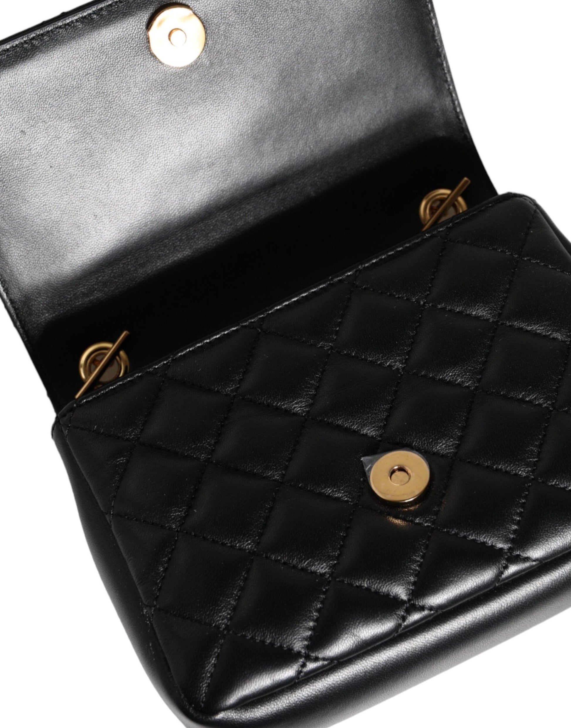 Versace Black Quilted Lambskin Leather Crossbody Shoulder Bag - Arichezz.store