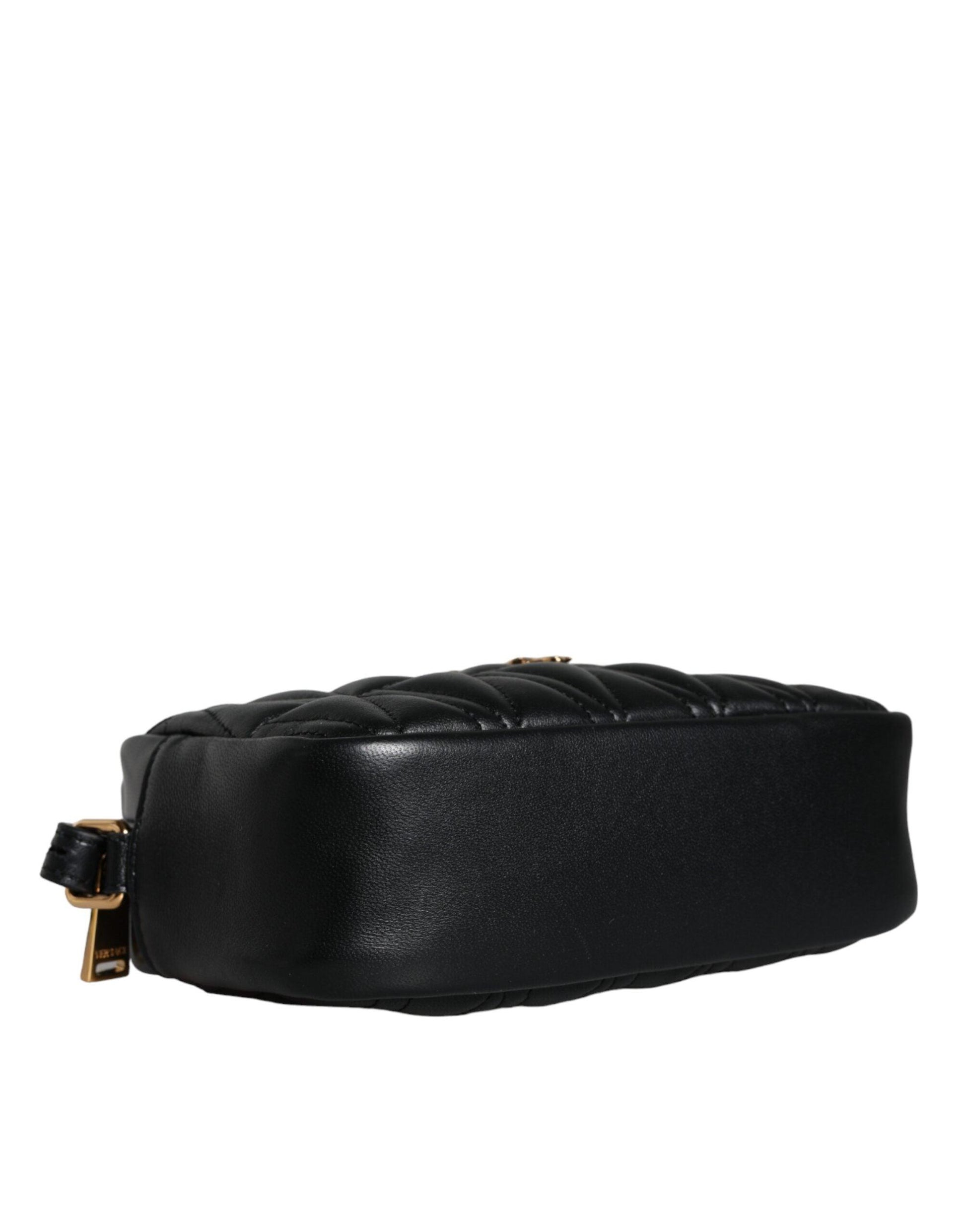 Versace Black Quilted Lamb Leather Camera Case Shoulder Bag - Arichezz.store