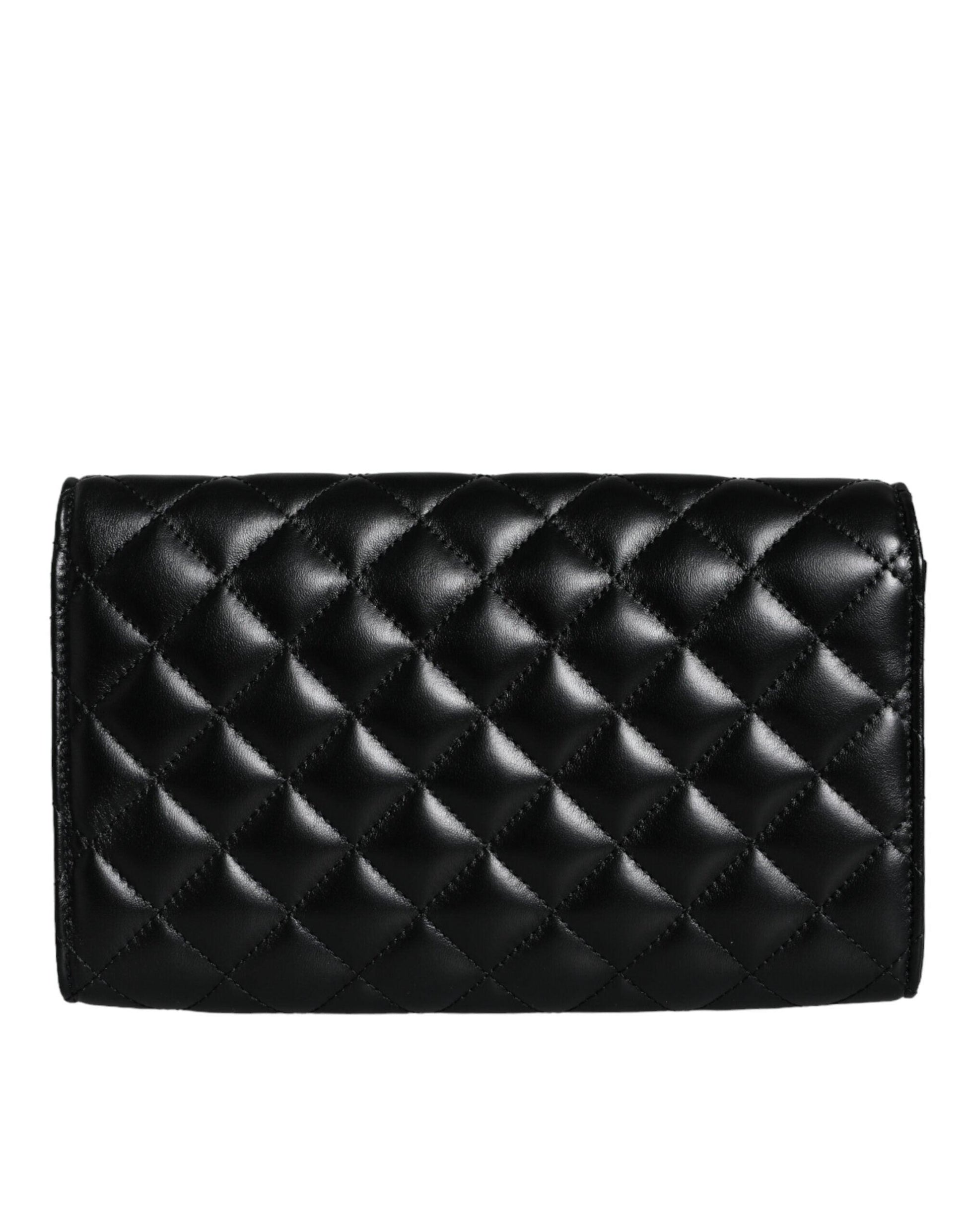 Versace Black Quilted Nappa Leather Crossbody Shoulder Bag - Arichezz.store