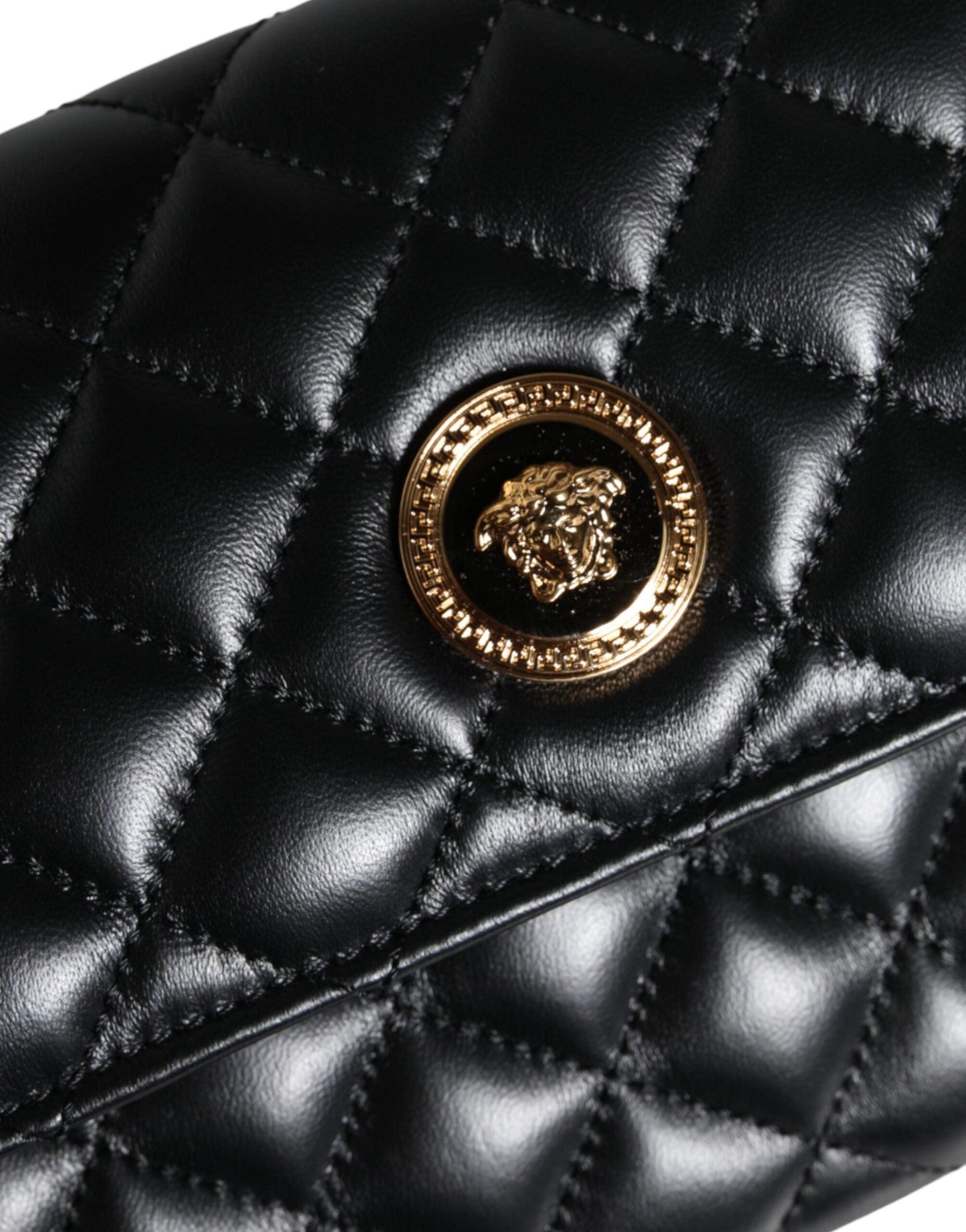 Versace Black Quilted Nappa Leather Crossbody Shoulder Bag - Arichezz.store