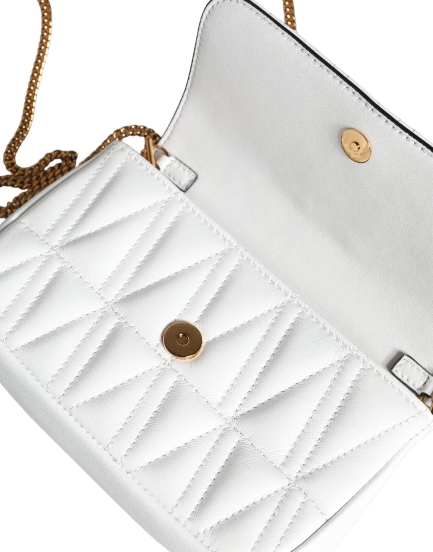 Versace White Quilted Nappa Leather Crossbody Shoulder Bag - Arichezz.store