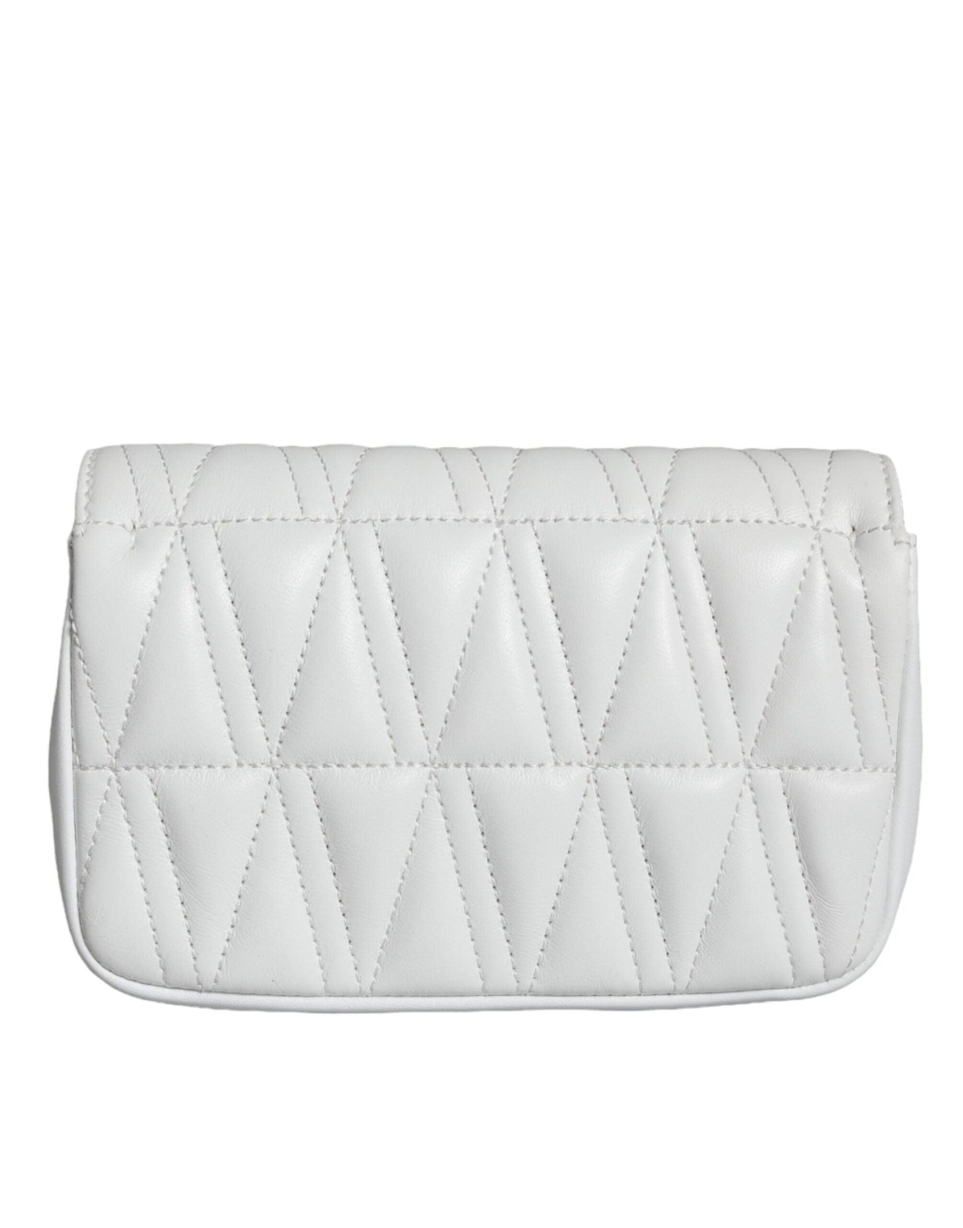 Versace White Quilted Nappa Leather Crossbody Shoulder Bag - Arichezz.store