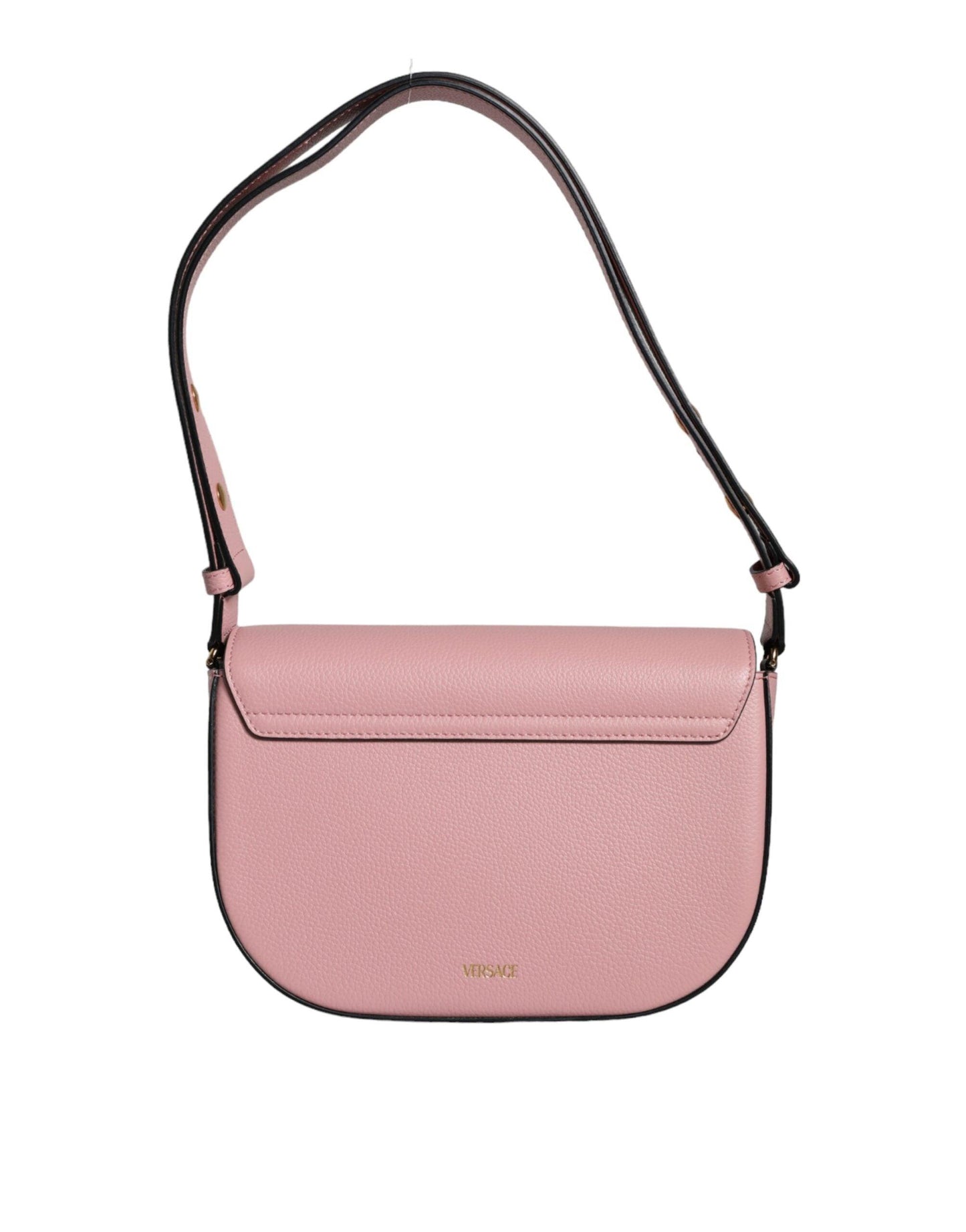 Versace Pink Grainy Calf Leather Logo Crossbody Shoulder Bag - Arichezz.store