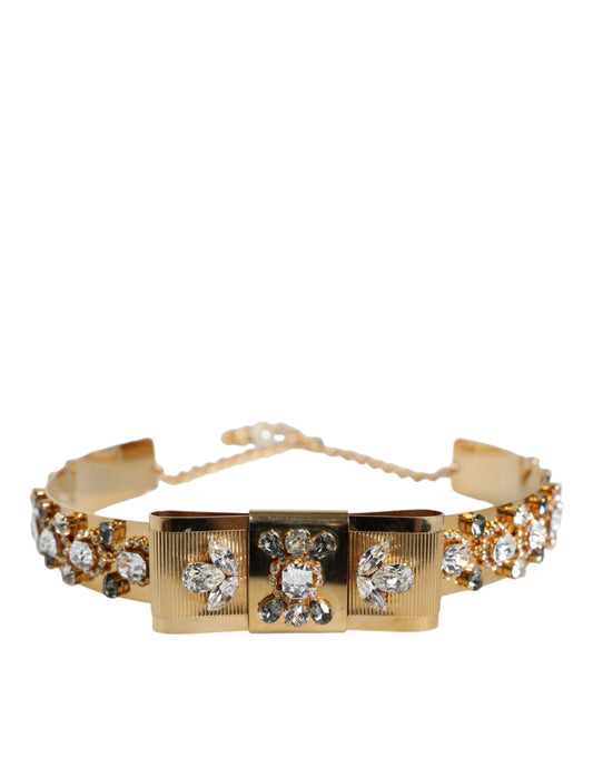 Dolce & Gabbana Gold Tone Crystal Embellished Waist Chain Belt - Arichezz.store