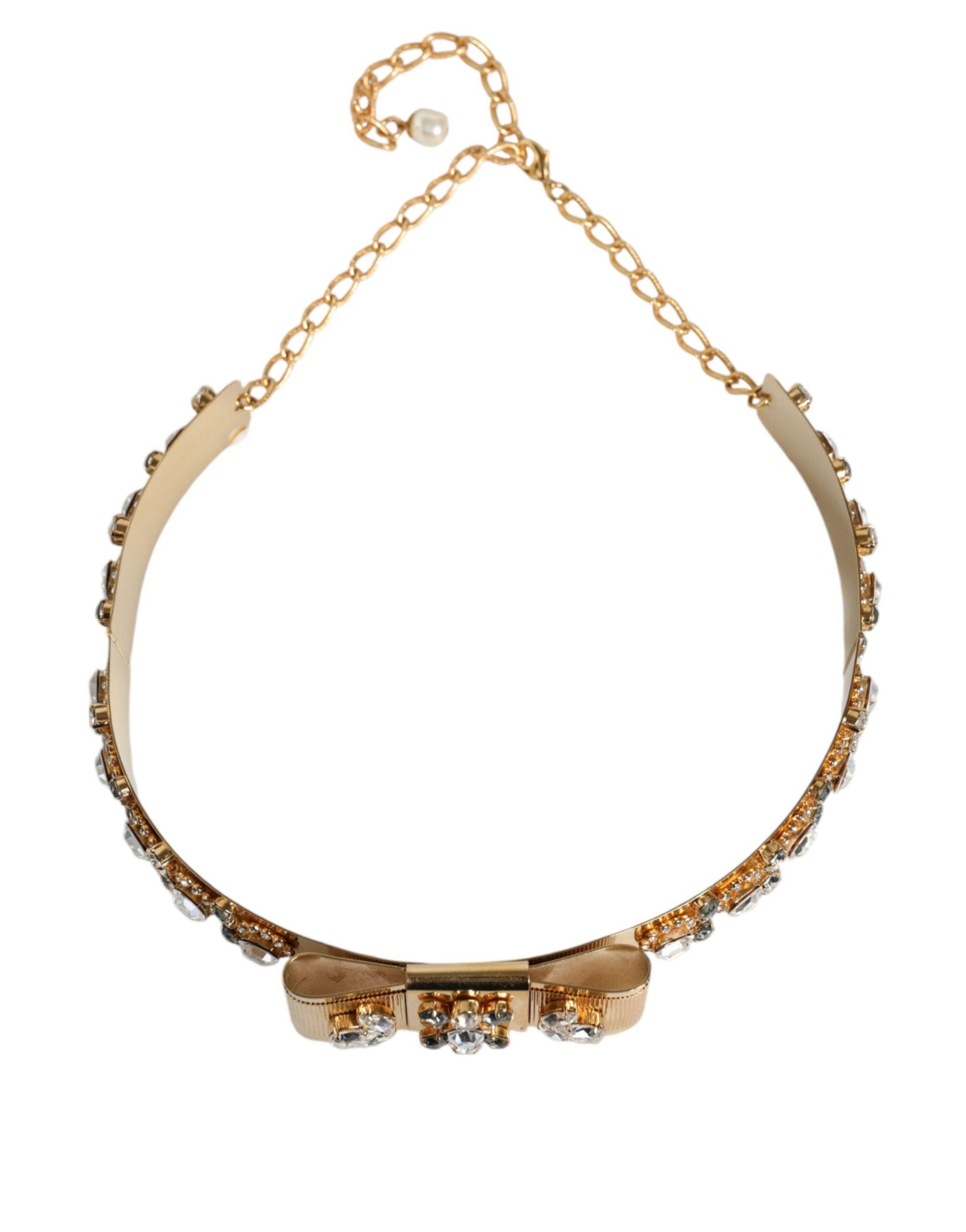 Dolce & Gabbana Gold Tone Crystal Embellished Waist Chain Belt - Arichezz.store