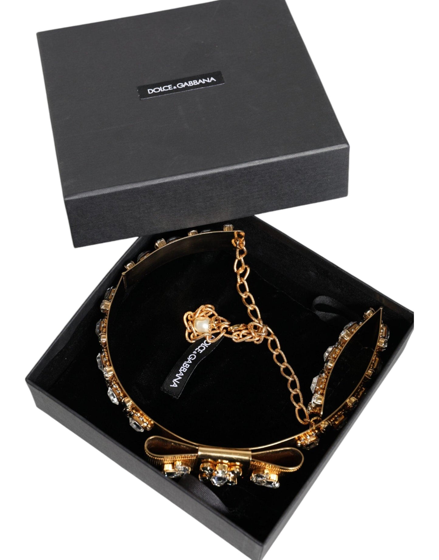 Dolce & Gabbana Gold Tone Crystal Embellished Waist Chain Belt - Arichezz.store