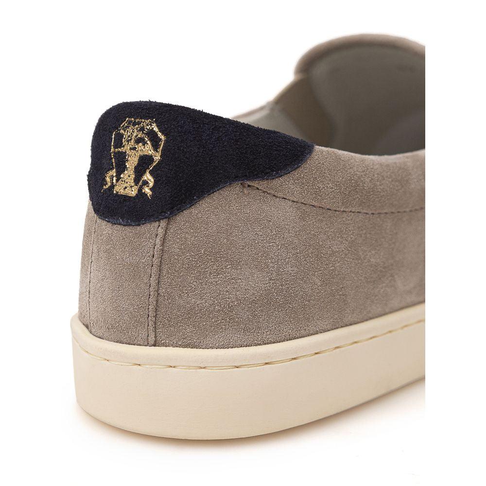 Brunello Cucinelli Gray Leather Sneaker - Arichezz.store