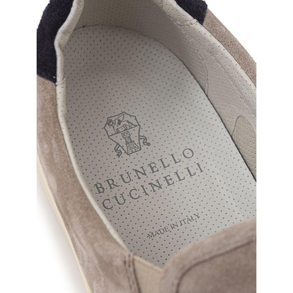 Brunello Cucinelli Gray Leather Sneaker - Arichezz.store