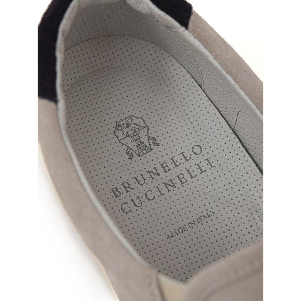 Brunello Cucinelli Gray Leather Sneaker - Arichezz.store