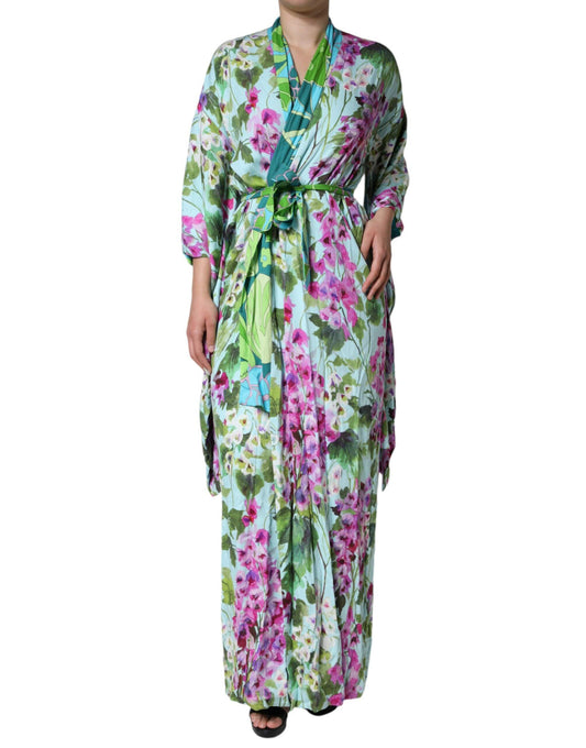 Dolce & Gabbana Multicolor Floral Silk Stretch Wrap Dress - Arichezz.store