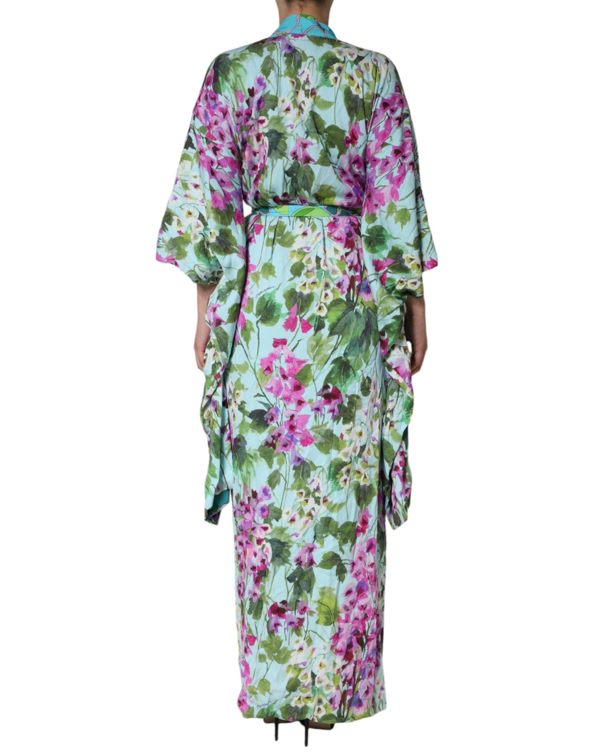 Dolce & Gabbana Multicolor Floral Silk Stretch Wrap Dress - Arichezz.store