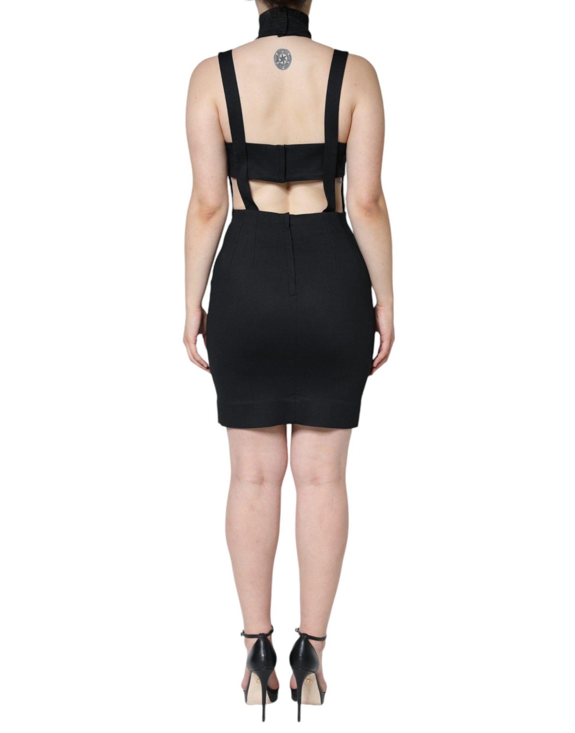 Dolce & Gabbana Black Cut Out Sleeveless Bodycon Mini Dress - Arichezz.store