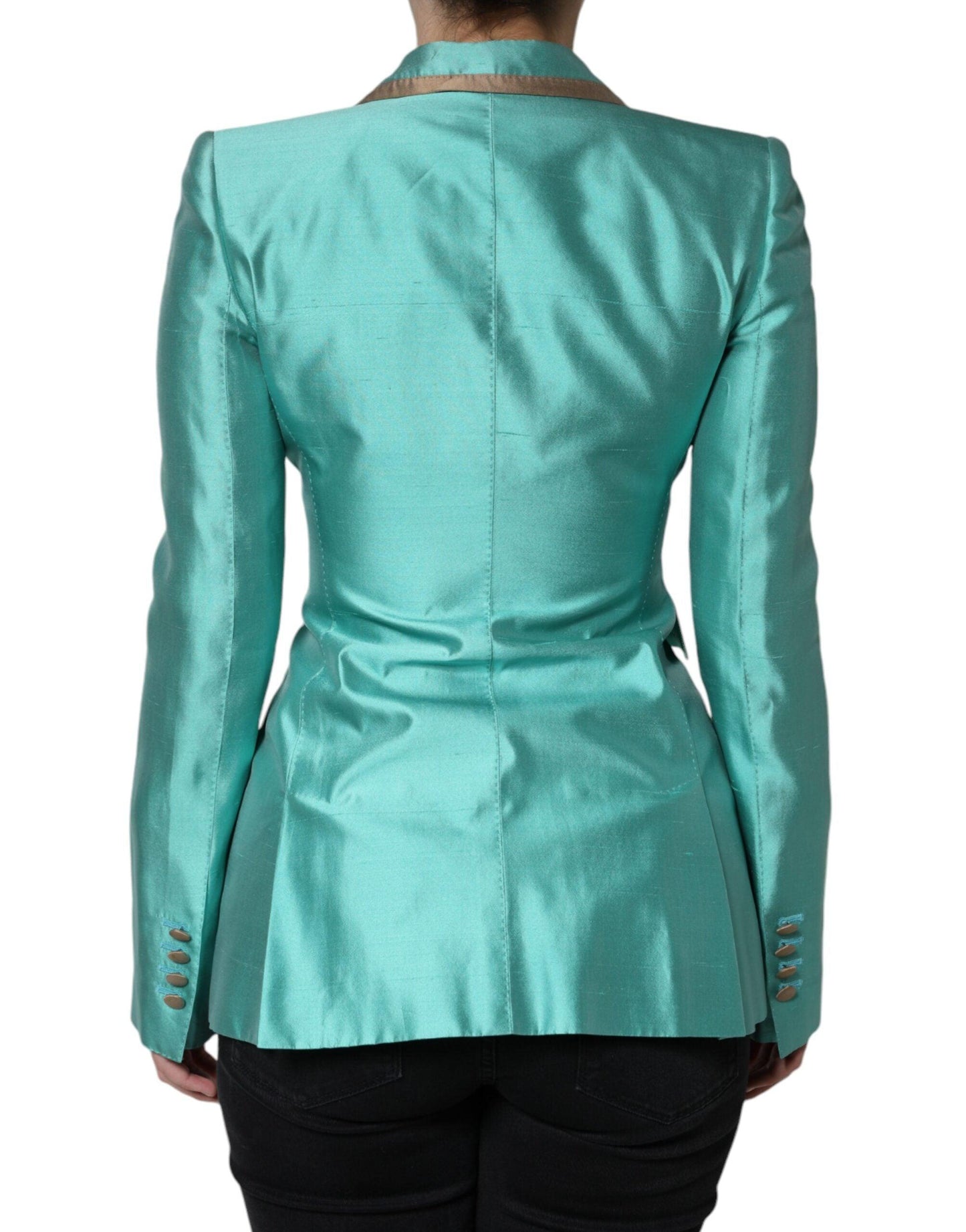 Dolce & Gabbana Metallic Green Silk Blazer Jacket - Arichezz.store