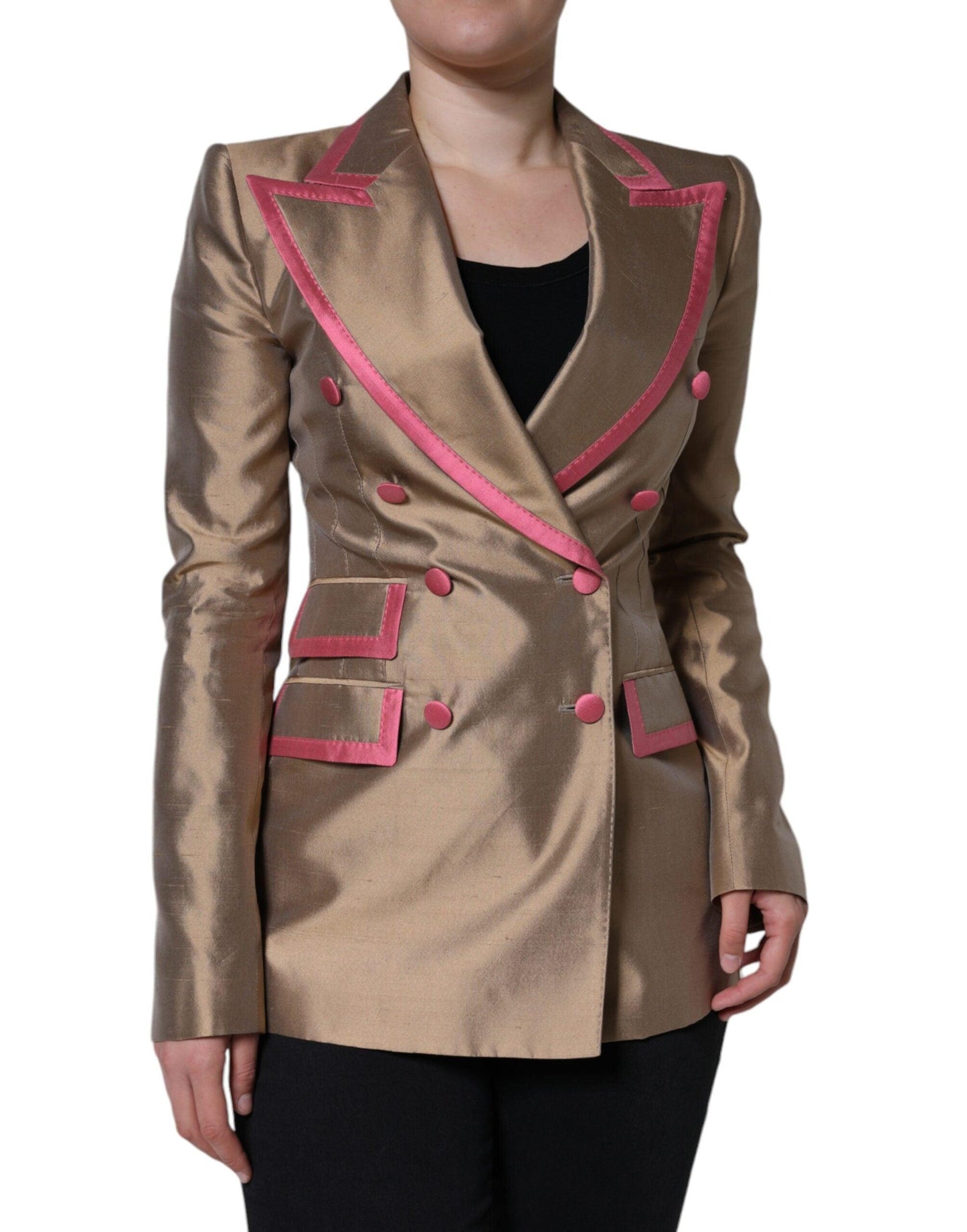 Dolce & Gabbana Metallic Brown Silk Blazer Jacket - Arichezz.store