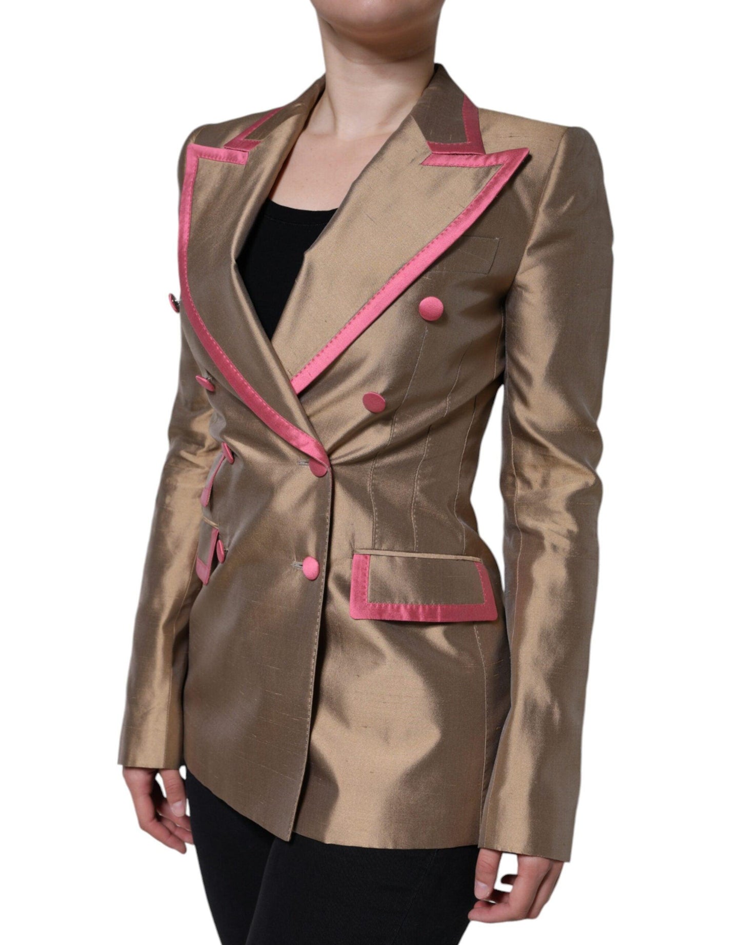 Dolce & Gabbana Metallic Brown Silk Blazer Jacket - Arichezz.store