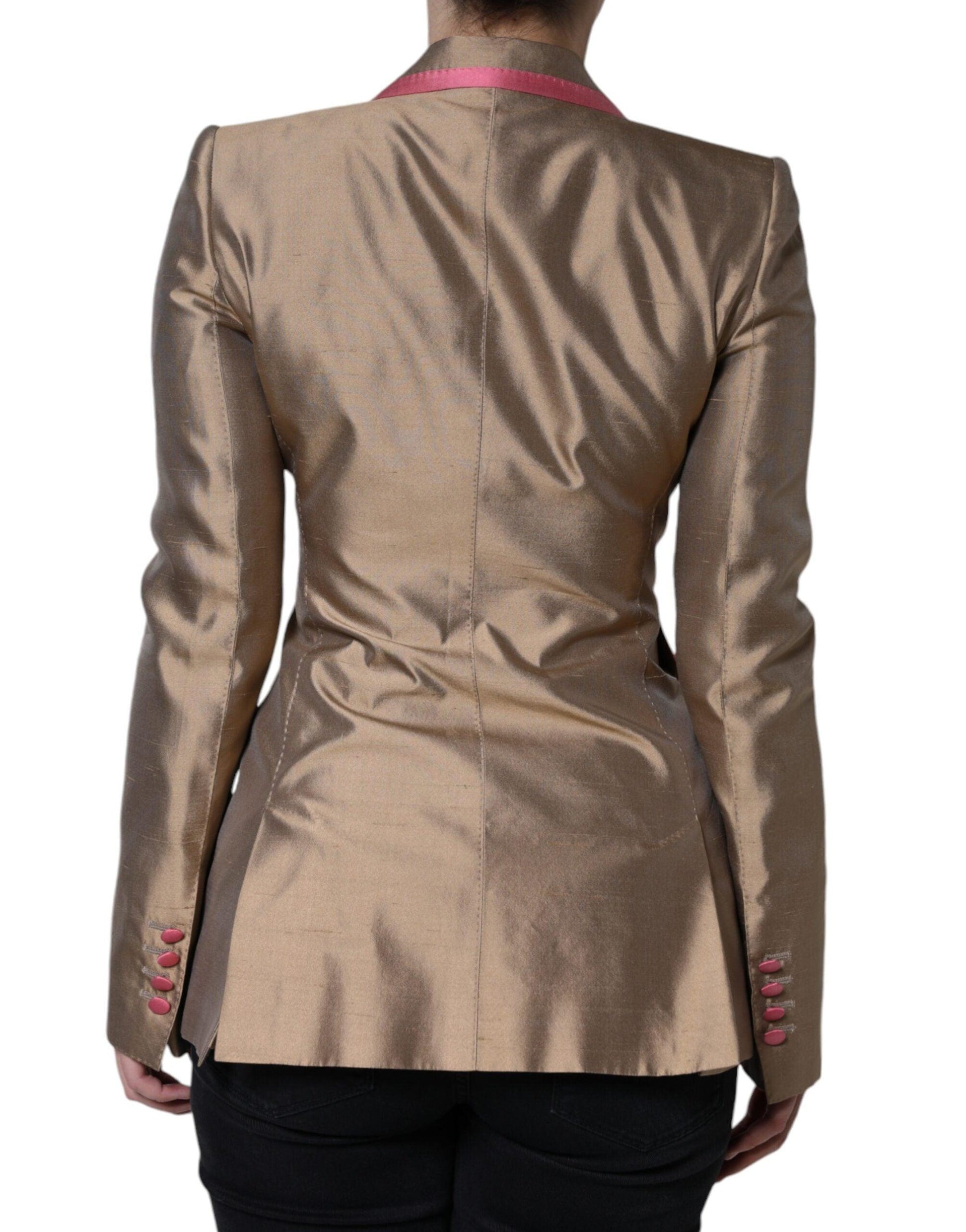 Dolce & Gabbana Metallic Brown Silk Blazer Jacket - Arichezz.store