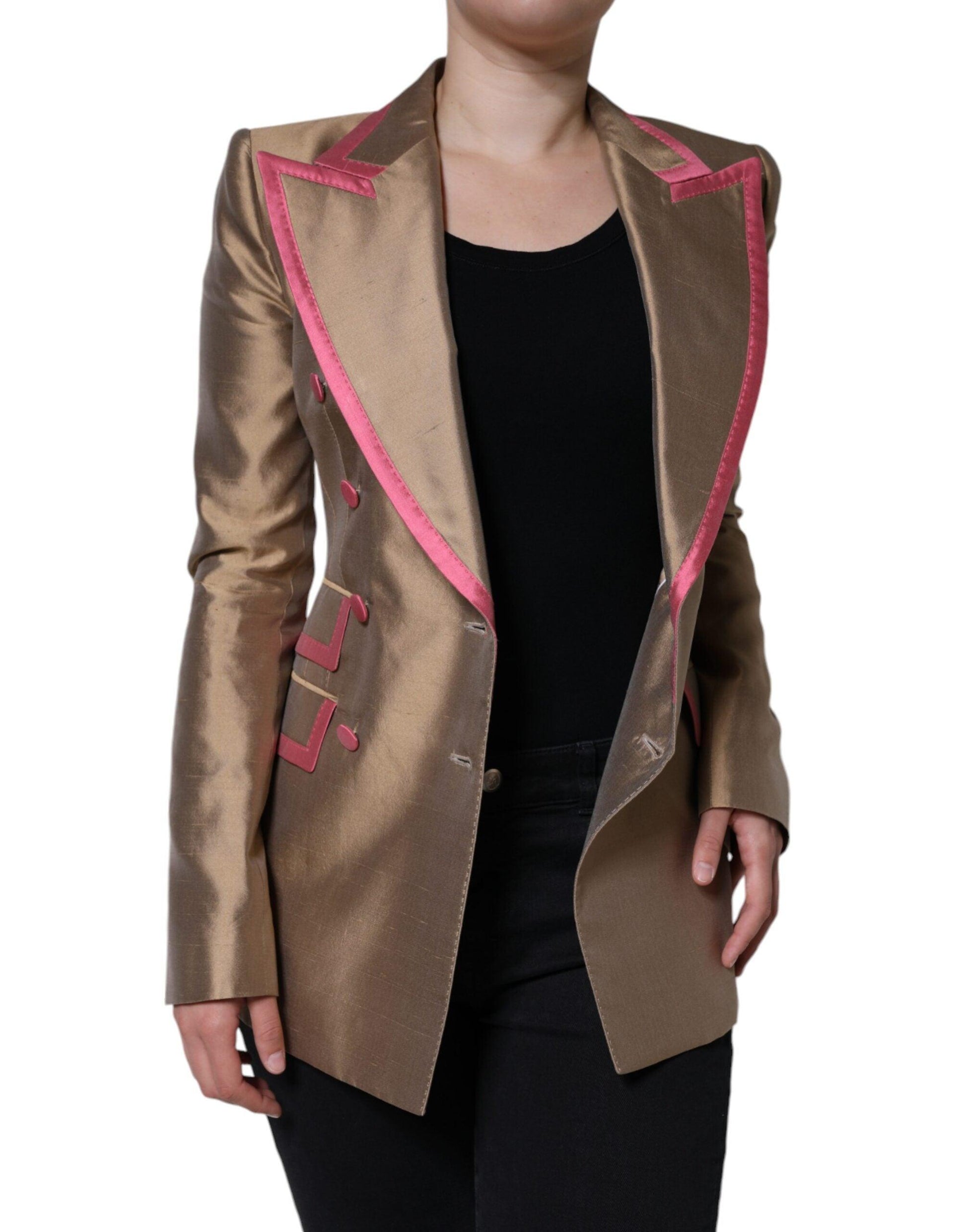 Dolce & Gabbana Metallic Brown Silk Blazer Jacket - Arichezz.store