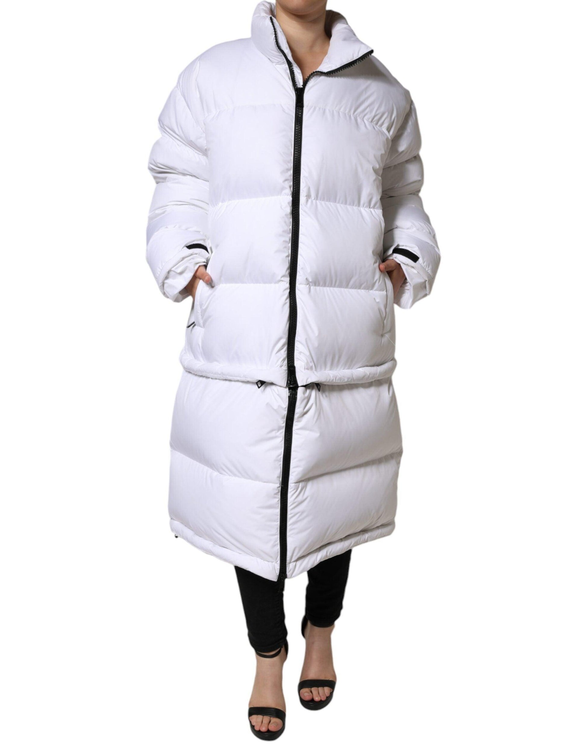 Dolce & Gabbana White Quilted Puffer Coat Jacket - Arichezz.store