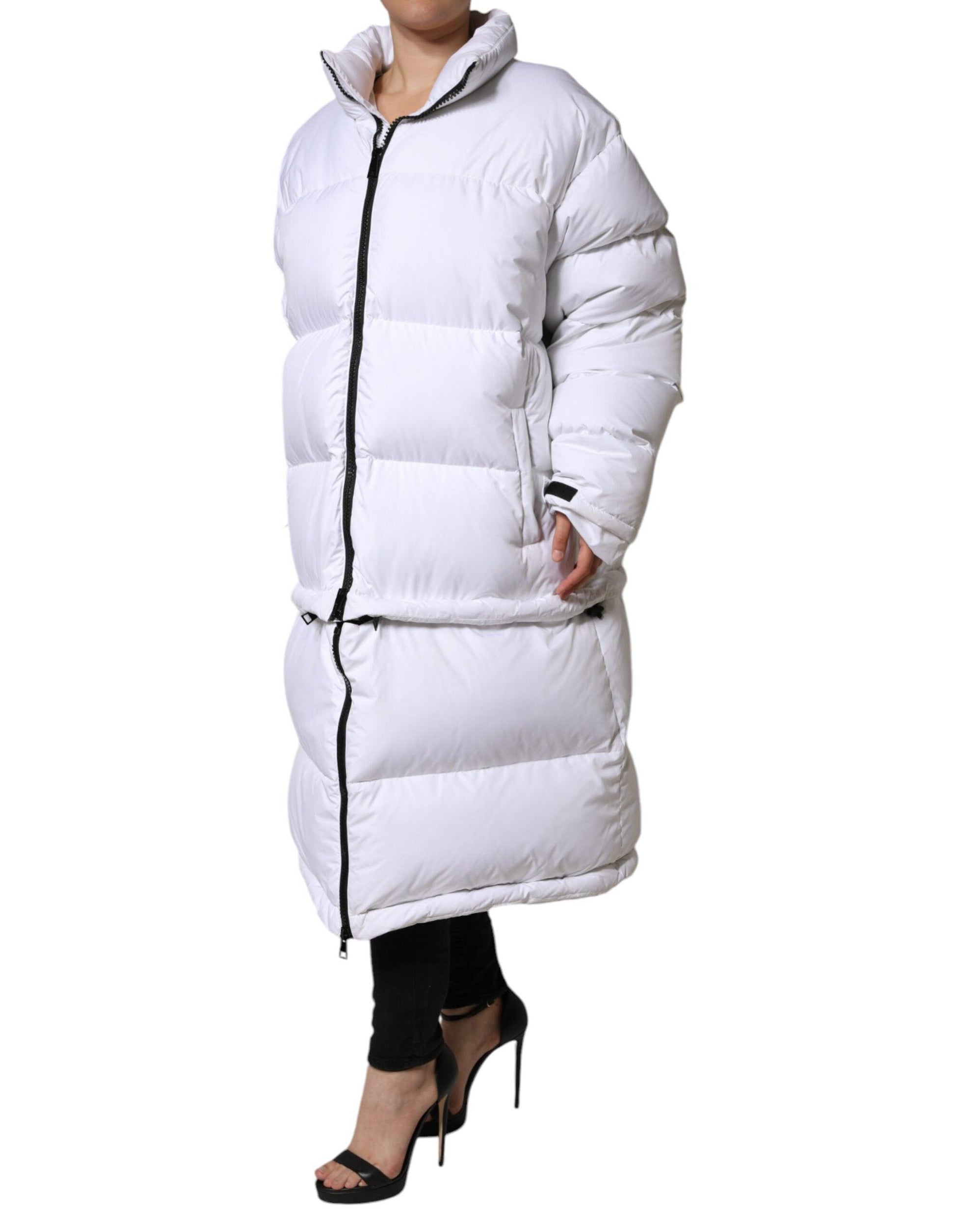 Dolce & Gabbana White Quilted Puffer Coat Jacket - Arichezz.store