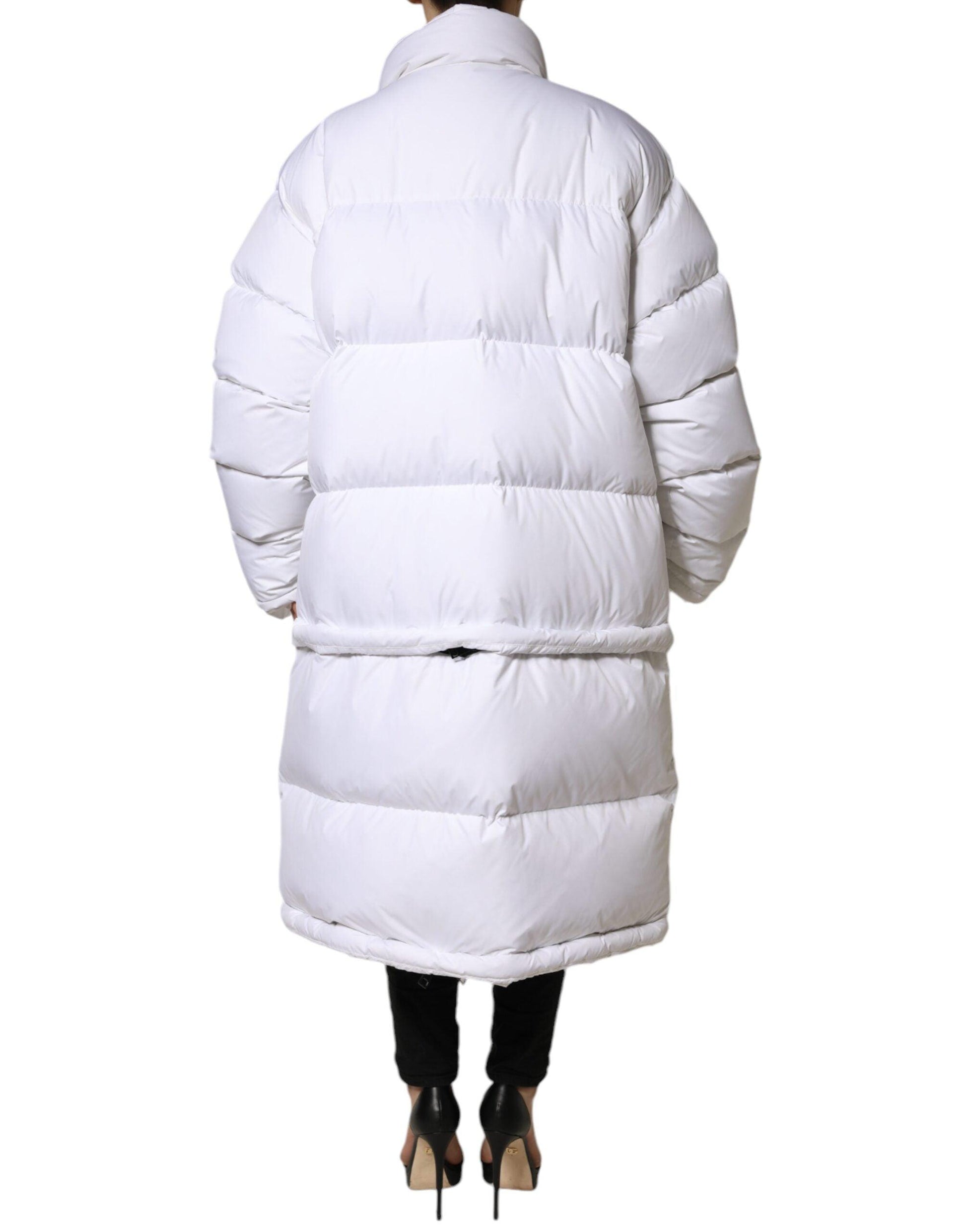 Dolce & Gabbana White Quilted Puffer Coat Jacket - Arichezz.store