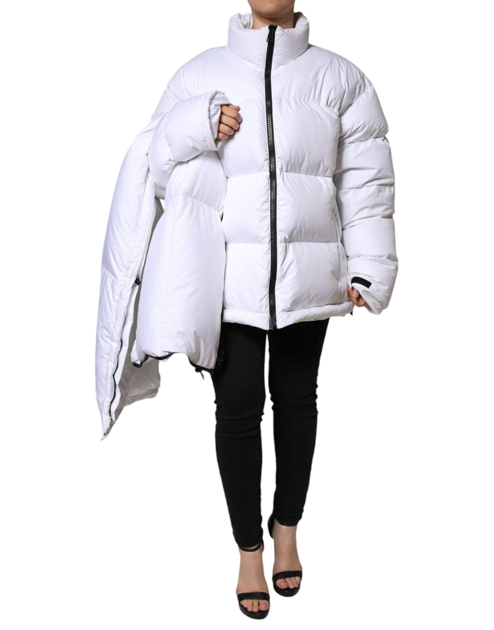 Dolce & Gabbana White Quilted Puffer Coat Jacket - Arichezz.store