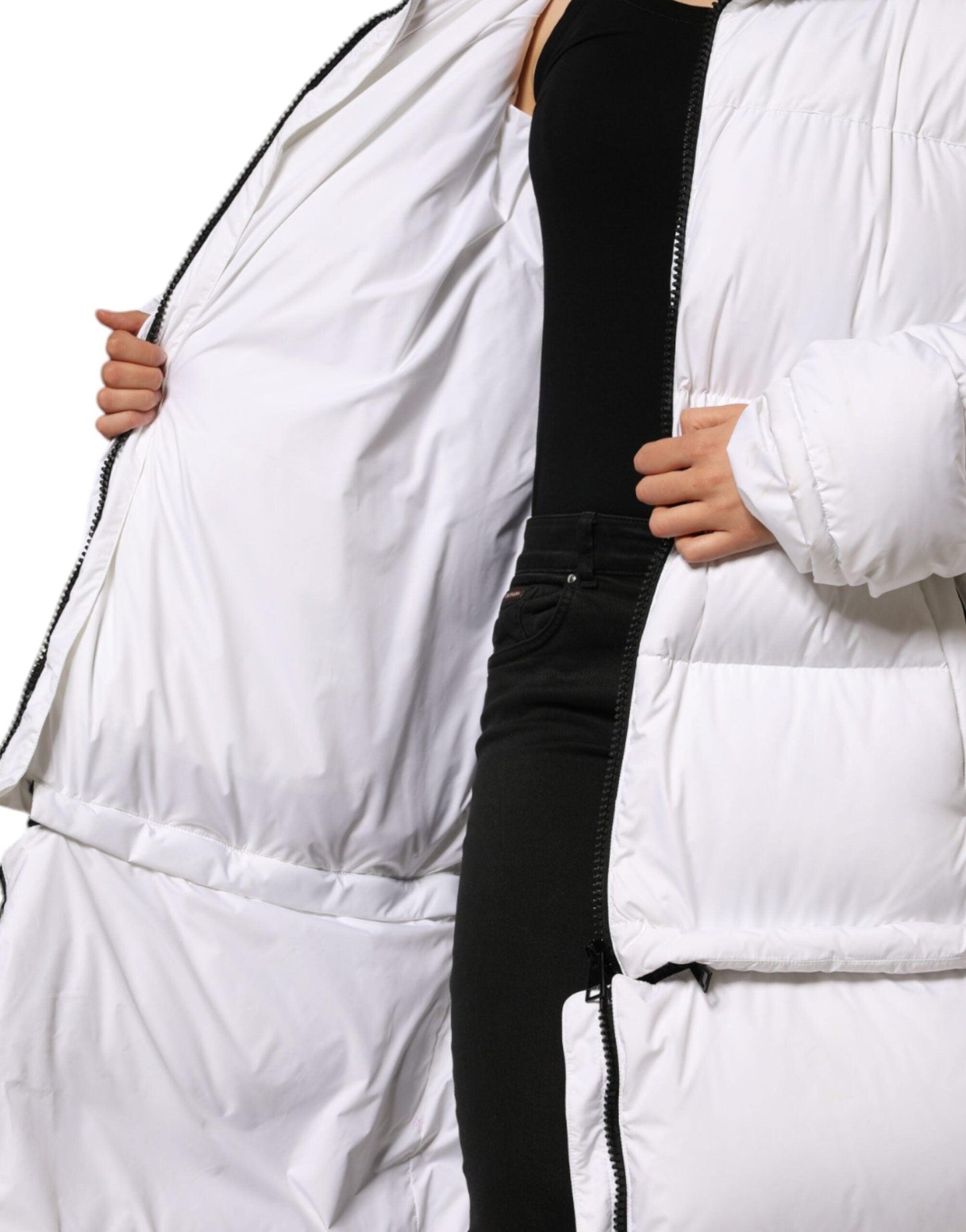 Dolce & Gabbana White Quilted Puffer Coat Jacket - Arichezz.store