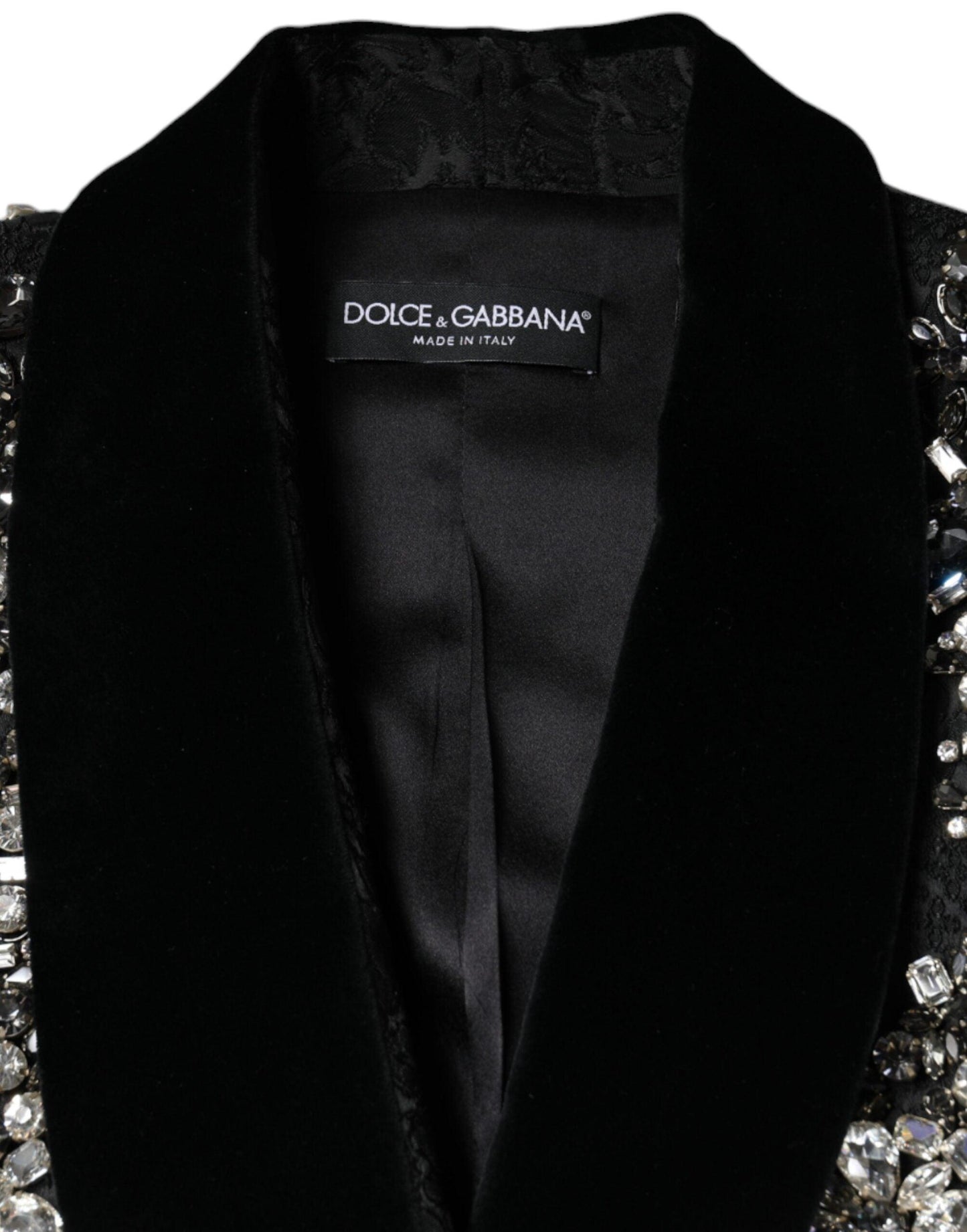 Dolce & Gabbana Black Jacquard Crystal Floral Blazer - Arichezz.store