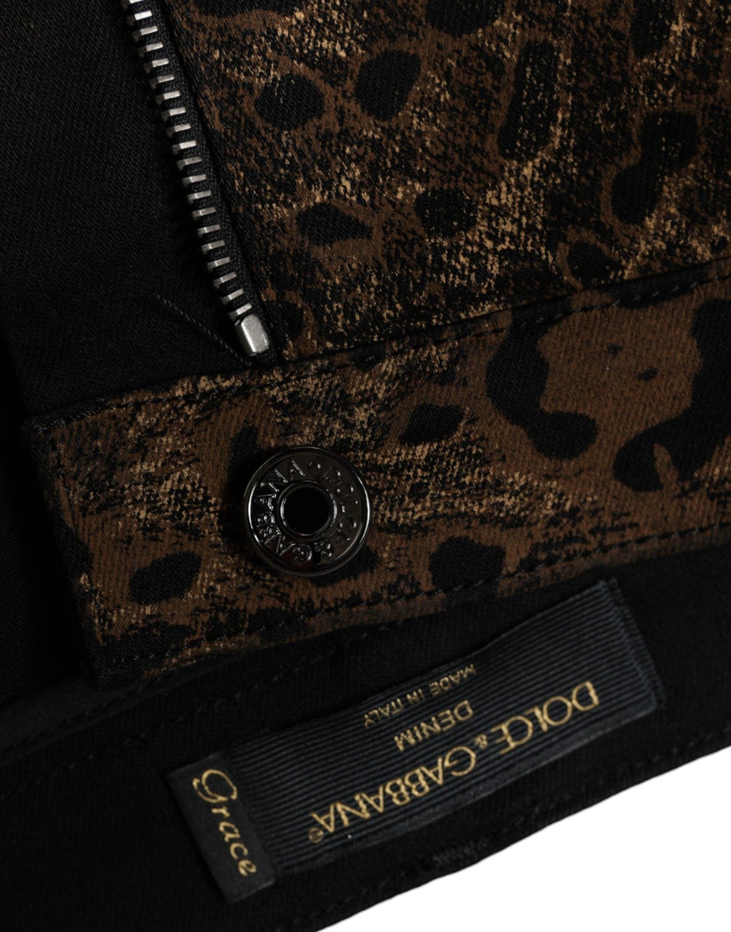 Dolce & Gabbana Brown Leopard Cotton Skinny Denim Jeans