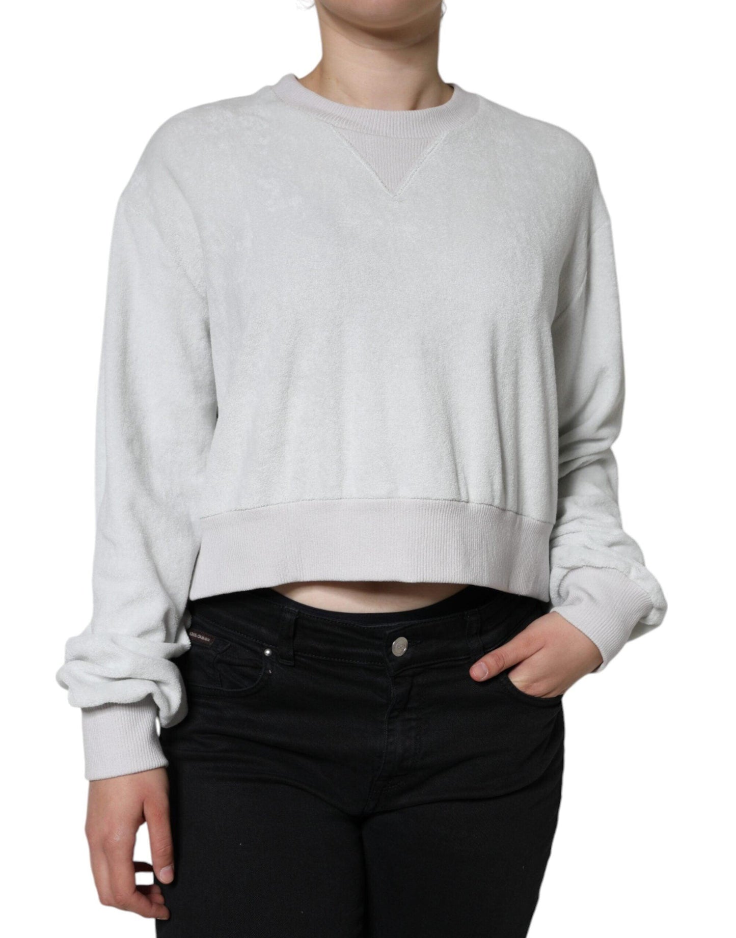 Dolce & Gabbana White Nylon Stretch Crew Neck Pullover Sweater - Arichezz.store