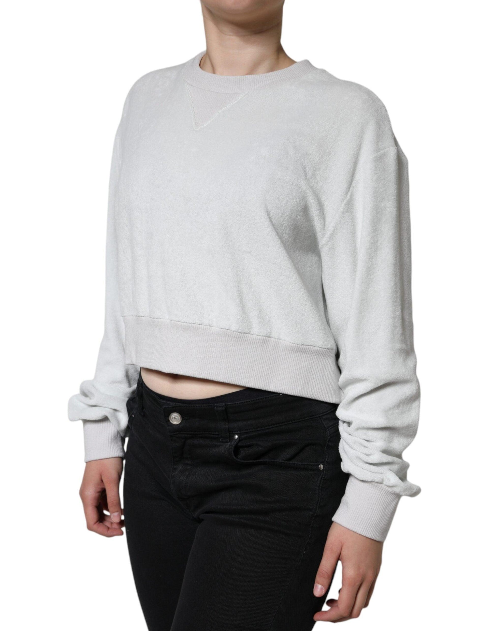 Dolce & Gabbana White Nylon Stretch Crew Neck Pullover Sweater - Arichezz.store