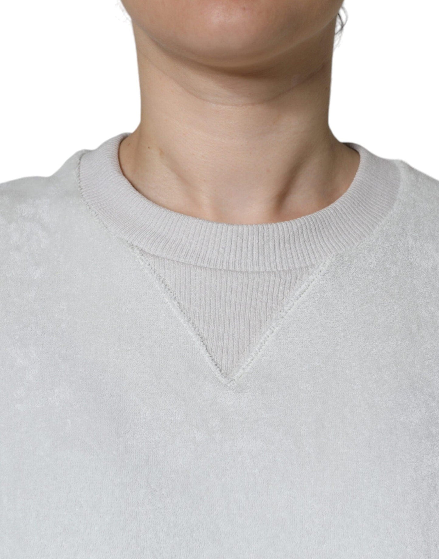 Dolce & Gabbana White Nylon Stretch Crew Neck Pullover Sweater - Arichezz.store