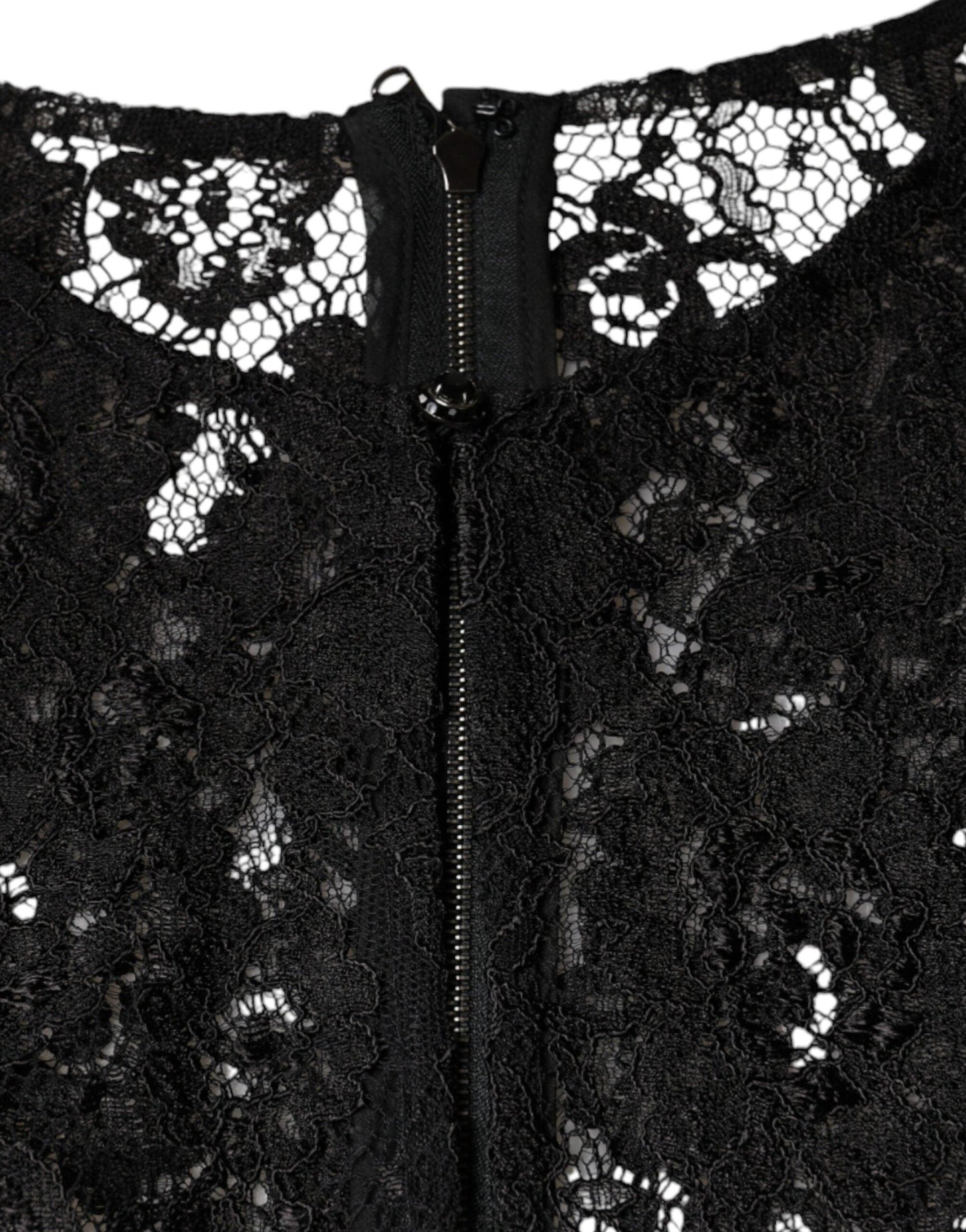 Dolce & Gabbana Black Floral Lace See Through Long Sleeve Top - Arichezz.store