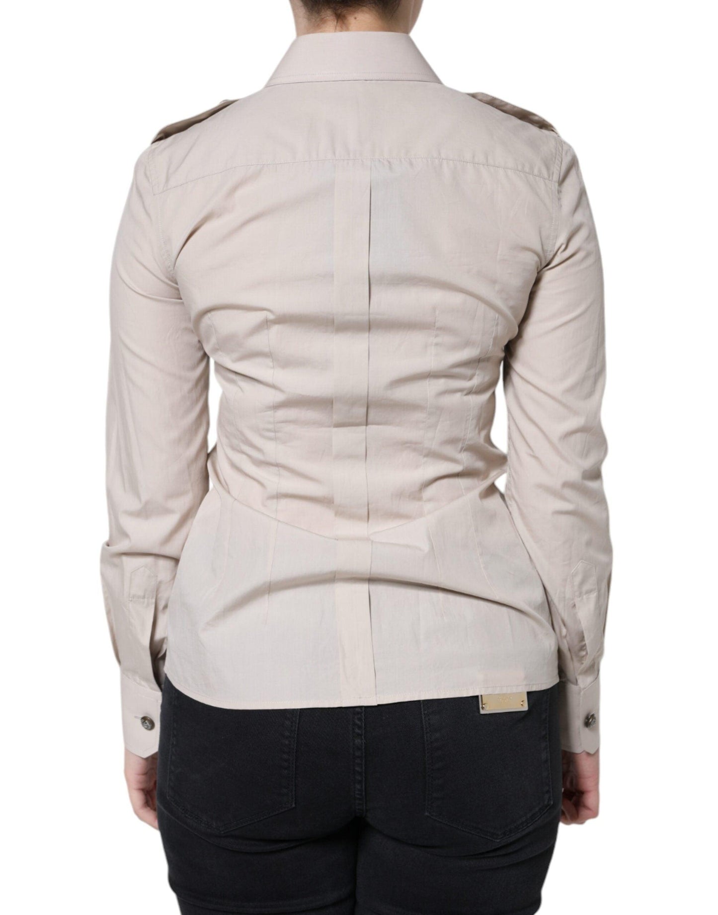 Dolce & Gabbana Beige Cotton Collared Button Down Shirt Top - Arichezz.store