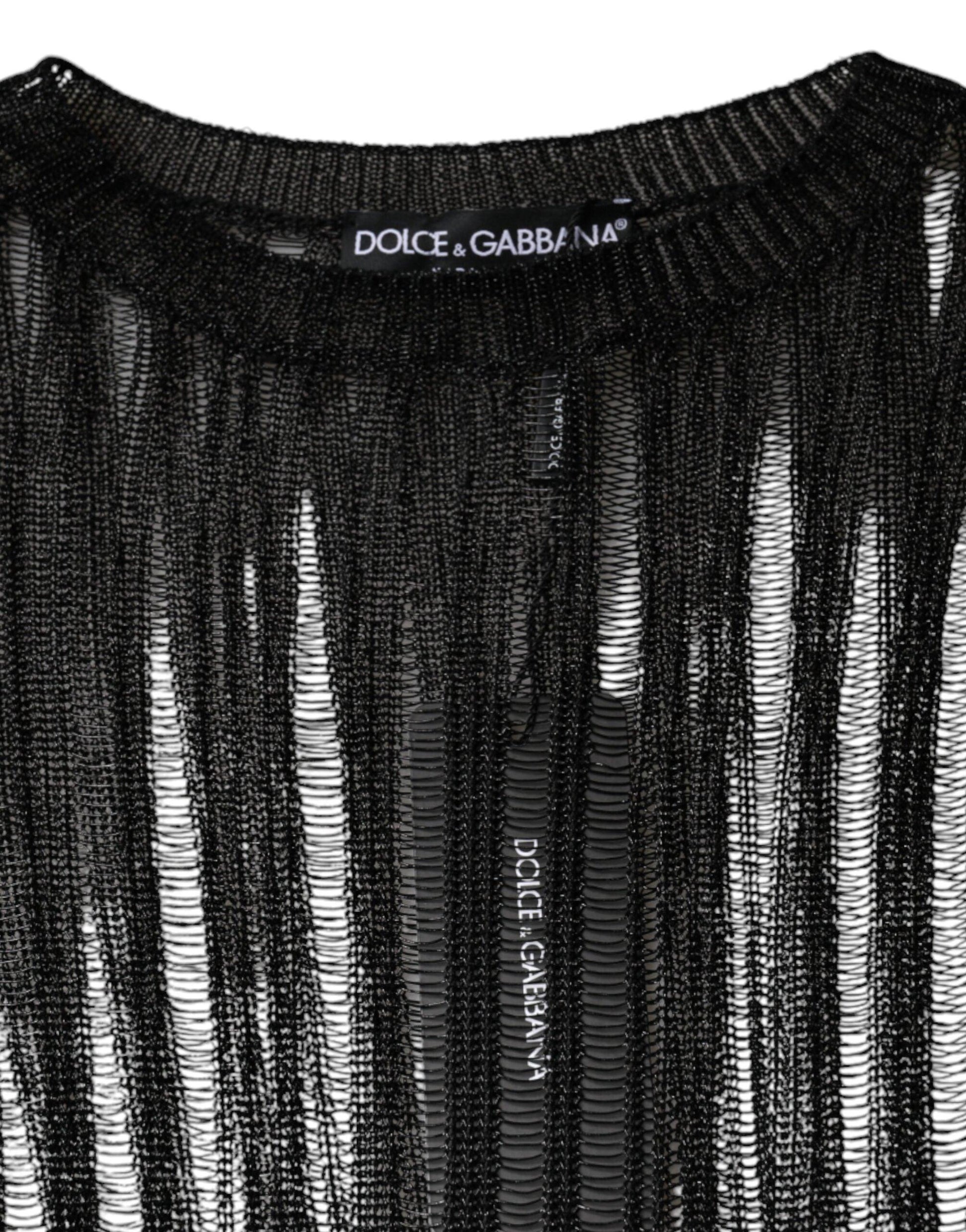 Dolce & Gabbana Black Stripe See Through Long Sleeves Top - Arichezz.store