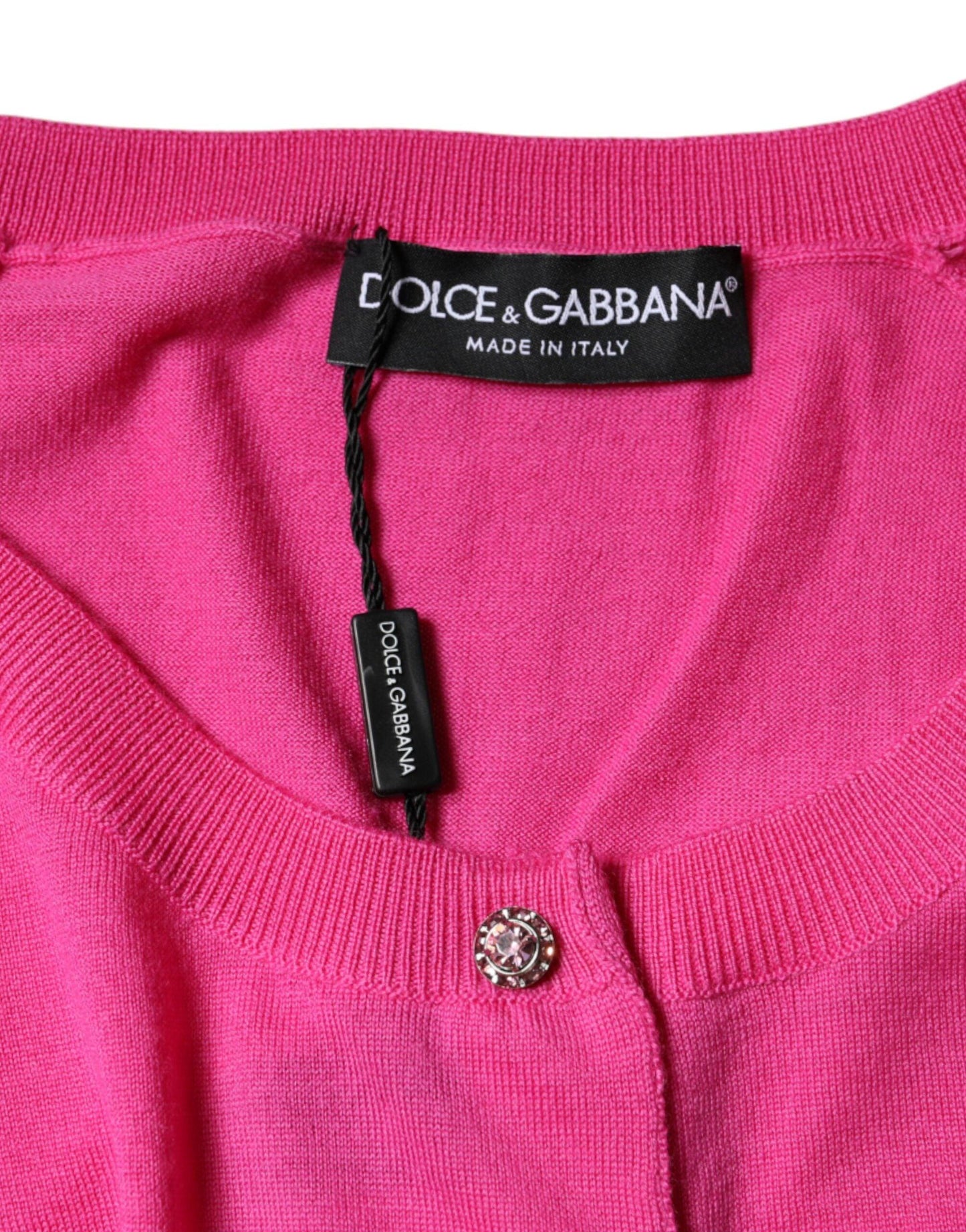 Dolce & Gabbana Pink Wool Button Down Short Sleeve Blouse Top - Arichezz.store