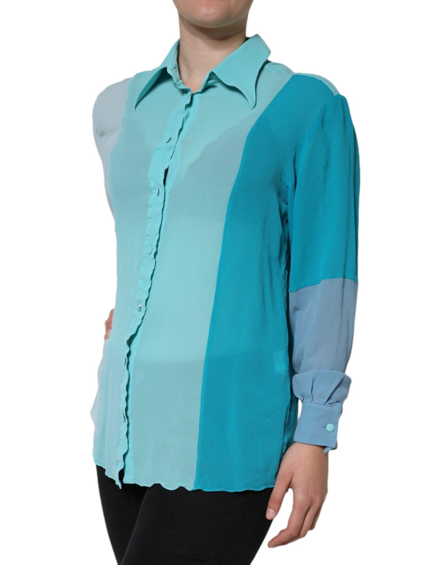 Dolce & Gabbana Multicolor Long Sleeve Button Blouse Top - Arichezz.store