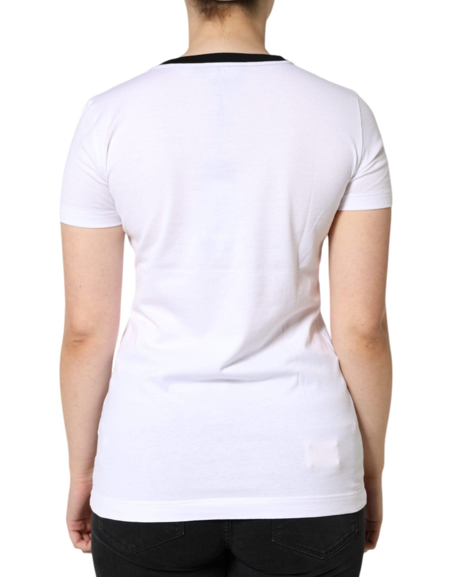 Dolce & Gabbana White Eleganza Print Cotton Short Sleeves T-shirt - Arichezz.store