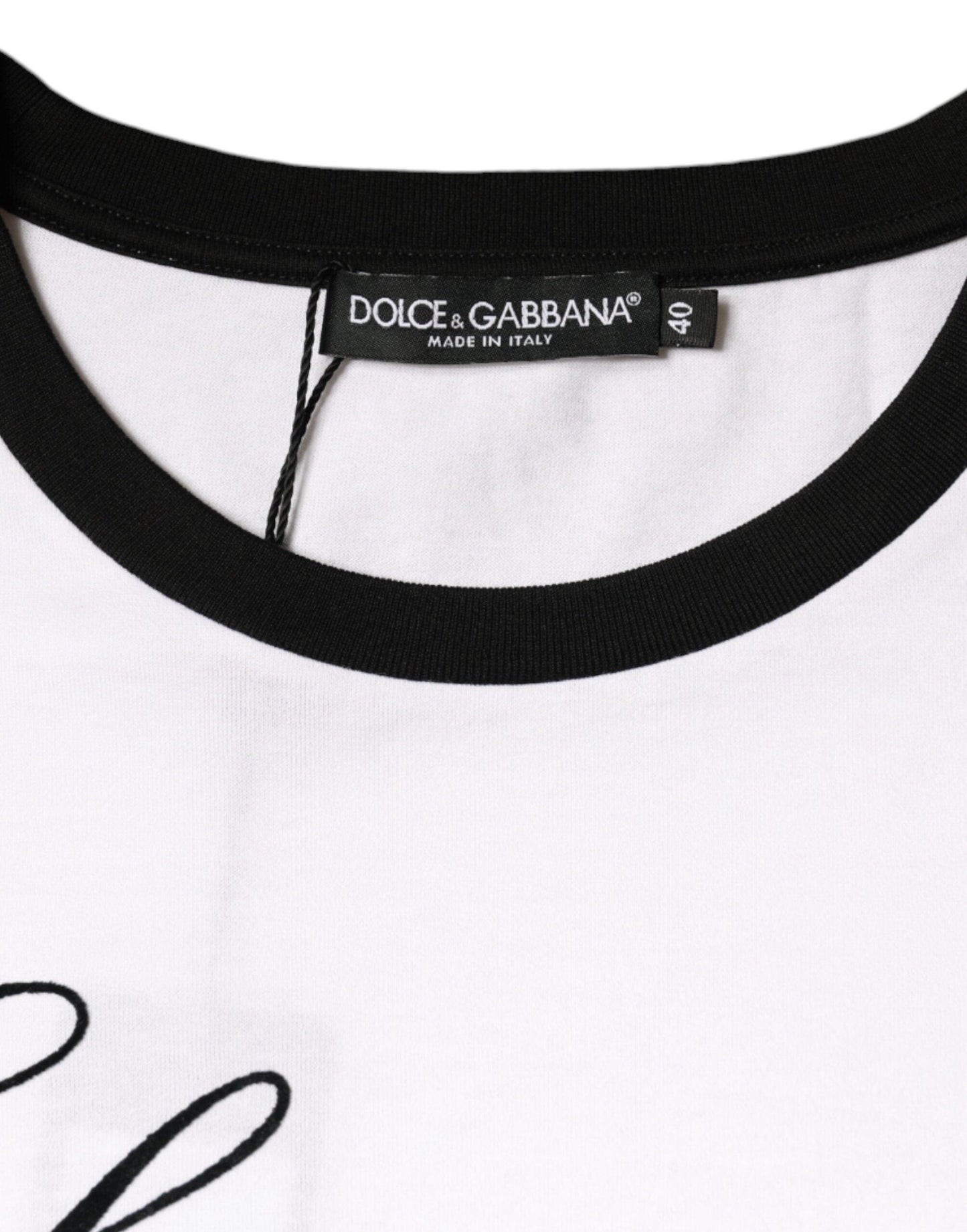 Dolce & Gabbana White Eleganza Print Cotton Short Sleeves T-shirt - Arichezz.store