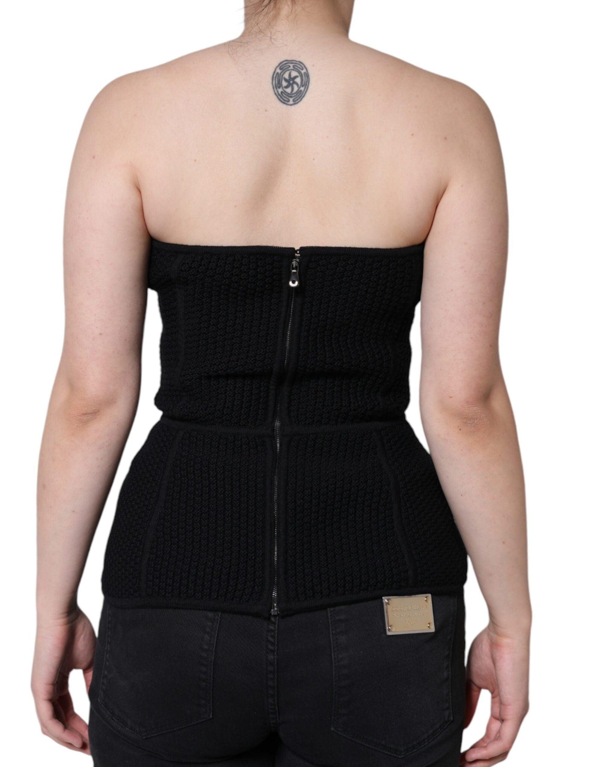 Dolce & Gabbana Black Bustier Sleeveless Corset Blouse Top - Arichezz.store