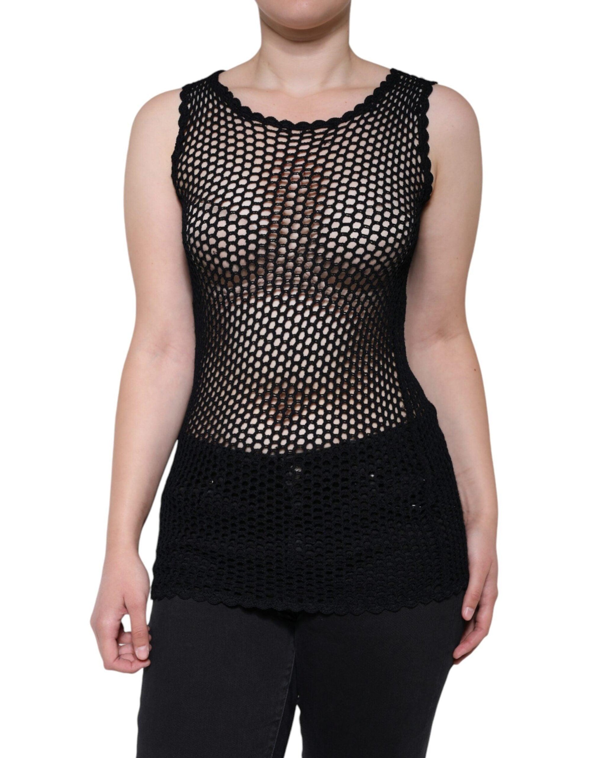 Dolce & Gabbana Black Mesh See Through Sleeveless Tank Top - Arichezz.store