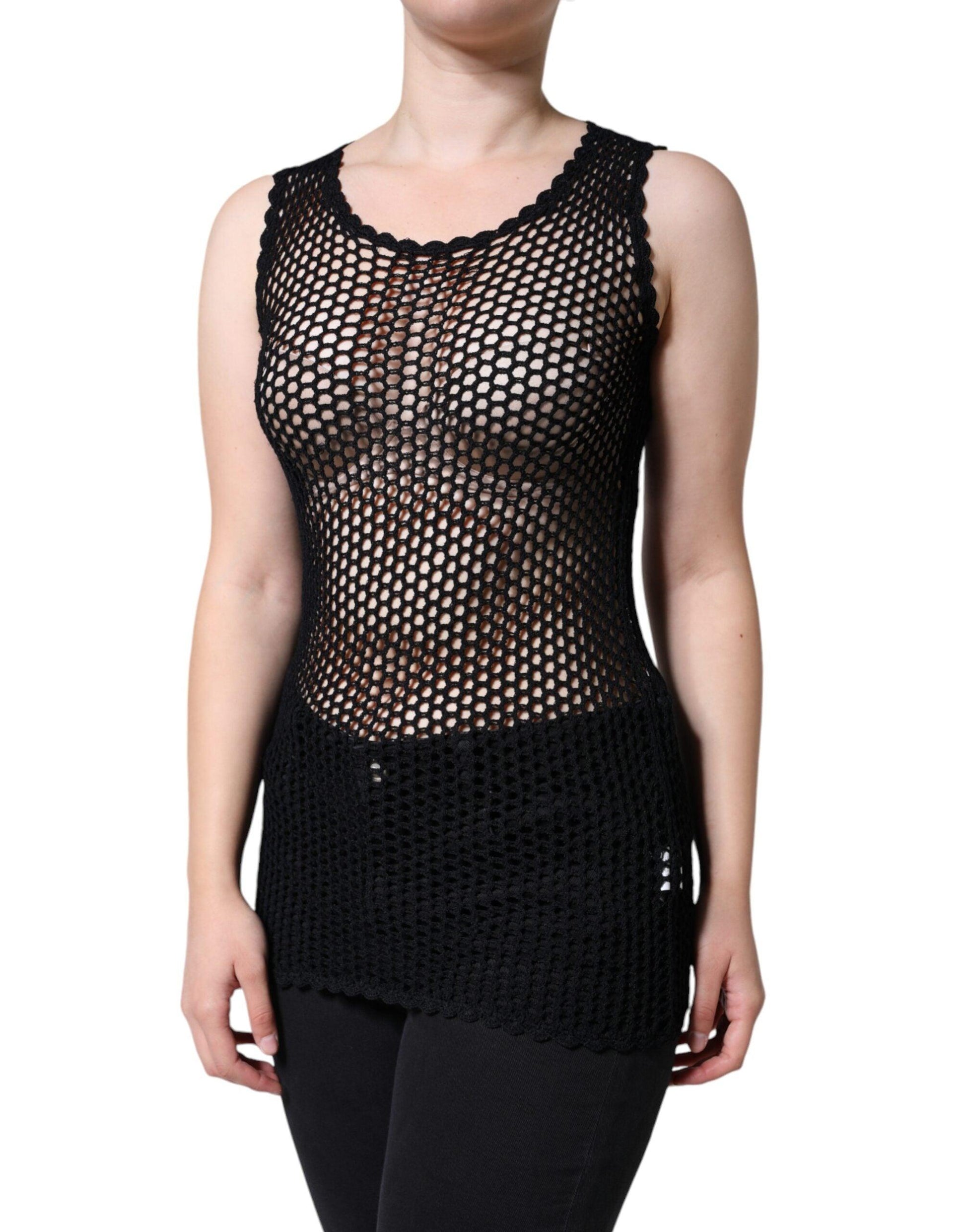 Dolce & Gabbana Black Mesh See Through Sleeveless Tank Top - Arichezz.store