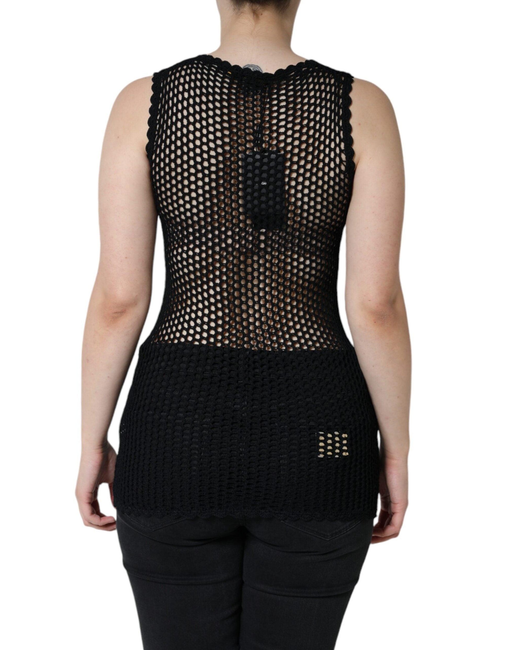 Dolce & Gabbana Black Mesh See Through Sleeveless Tank Top - Arichezz.store