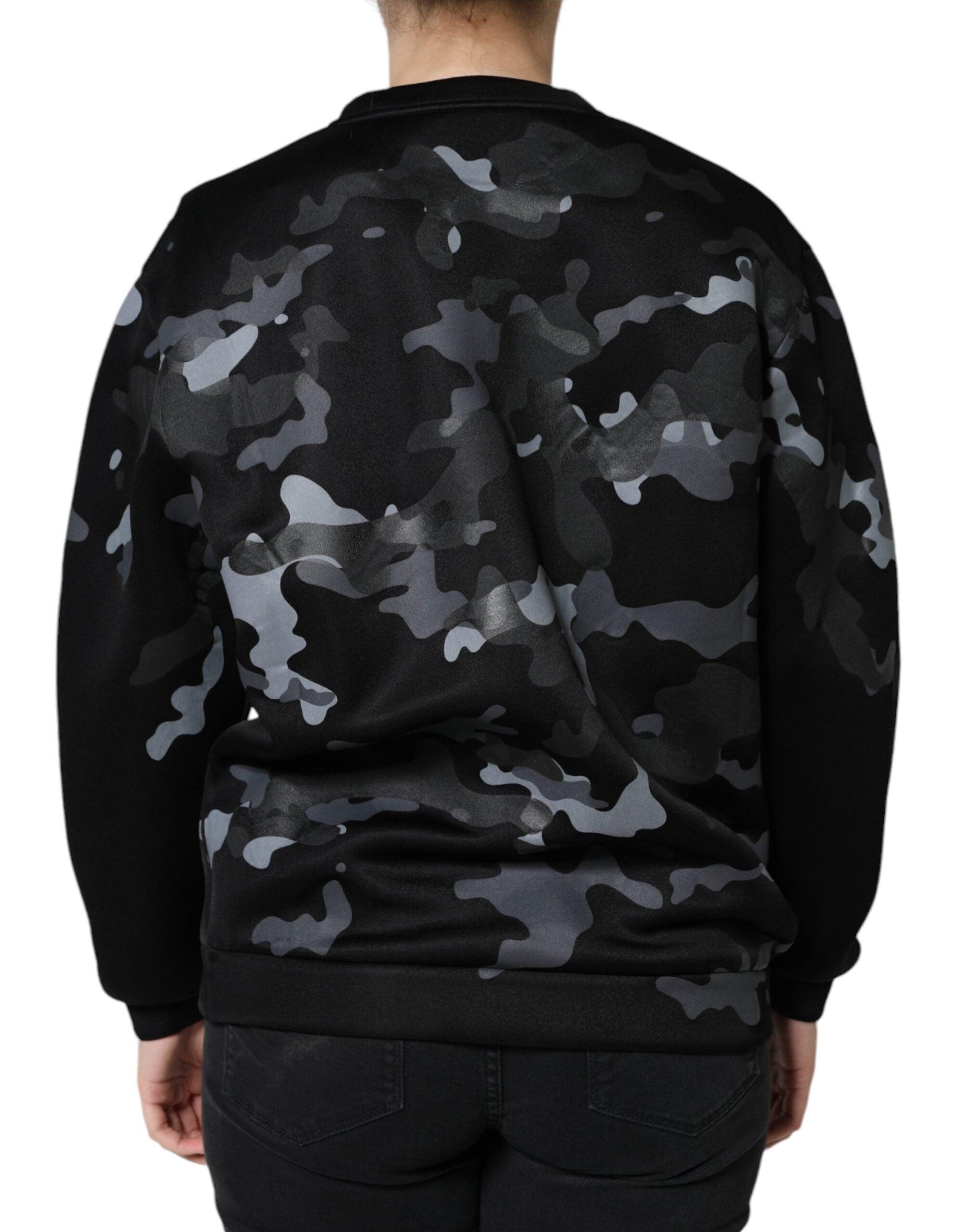 Dolce & Gabbana Black Camouflage Round Neck Sweatshirt Sweater - Arichezz.store