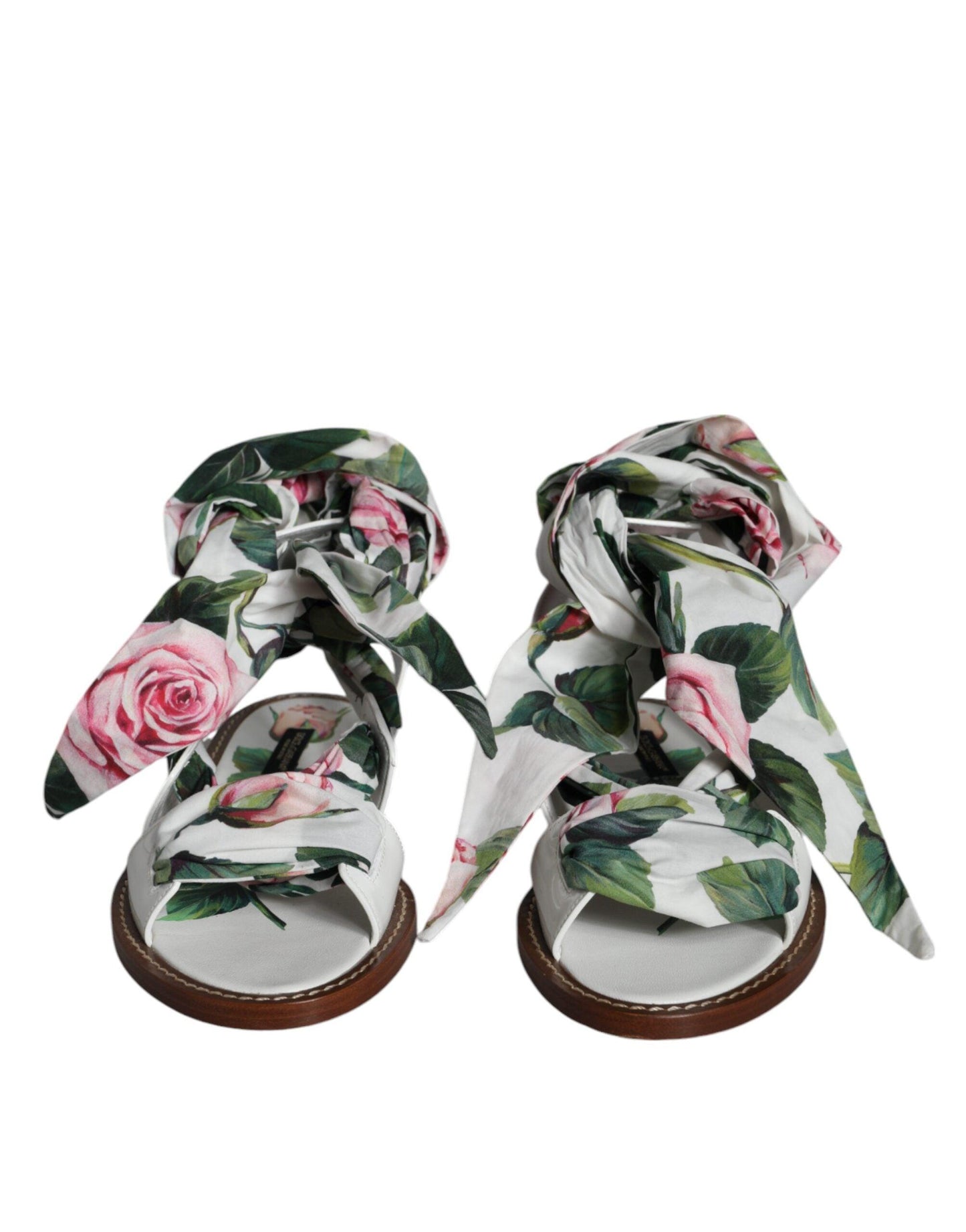 Dolce & Gabbana Multicolor Floral Print Ankle Wrap Sandals Shoes - Arichezz.store