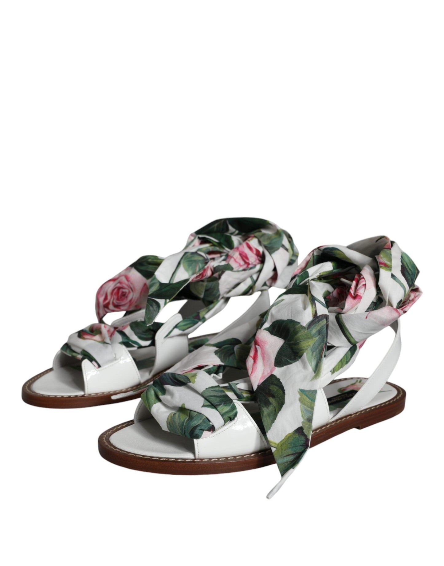 Dolce & Gabbana Multicolor Floral Print Ankle Wrap Sandals Shoes - Arichezz.store