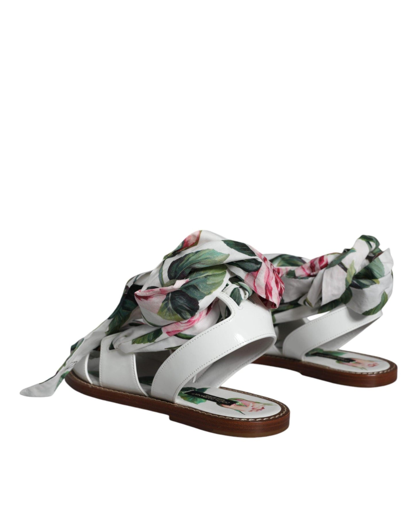 Dolce & Gabbana Multicolor Floral Print Ankle Wrap Sandals Shoes - Arichezz.store