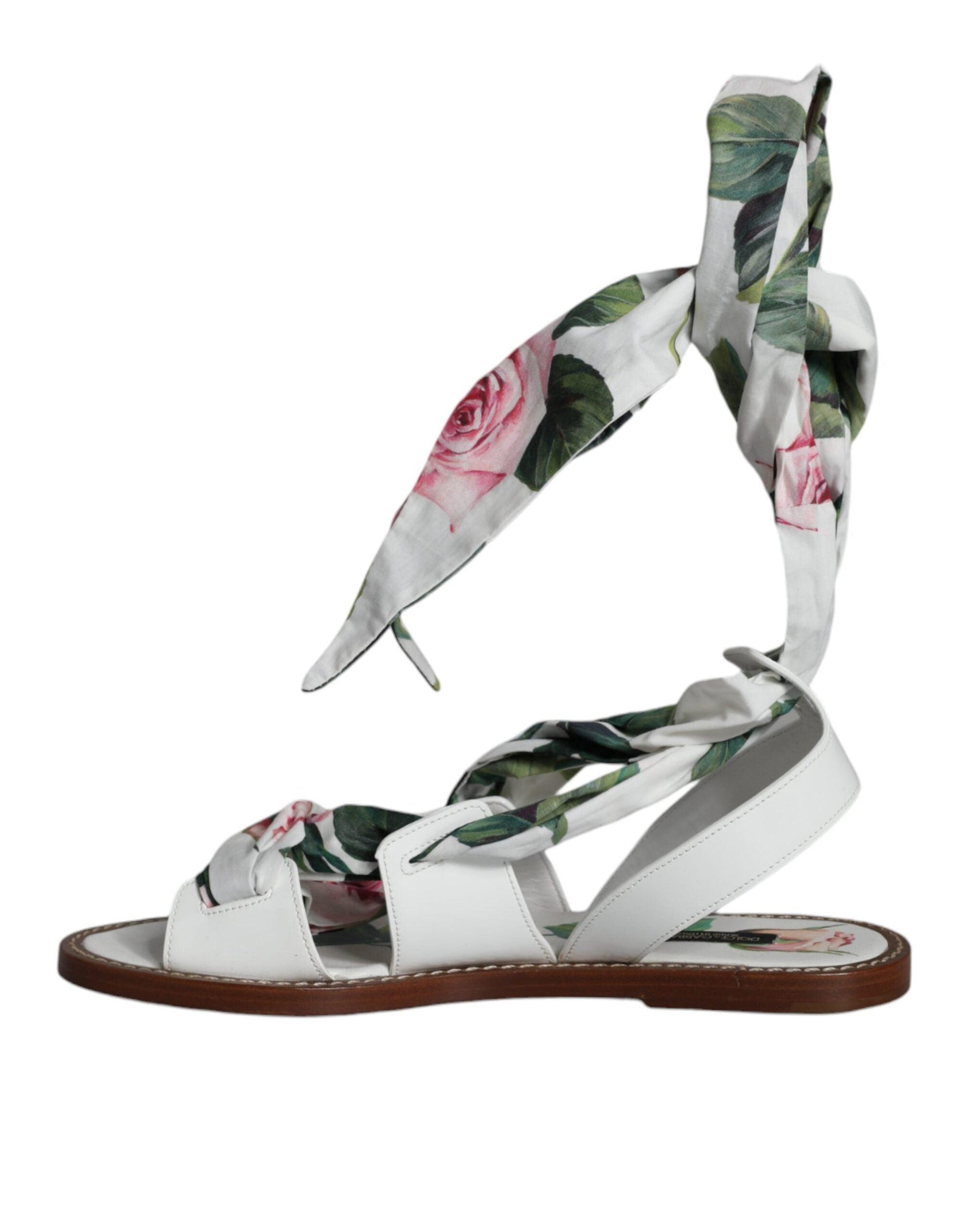 Dolce & Gabbana Multicolor Floral Print Ankle Wrap Sandals Shoes - Arichezz.store