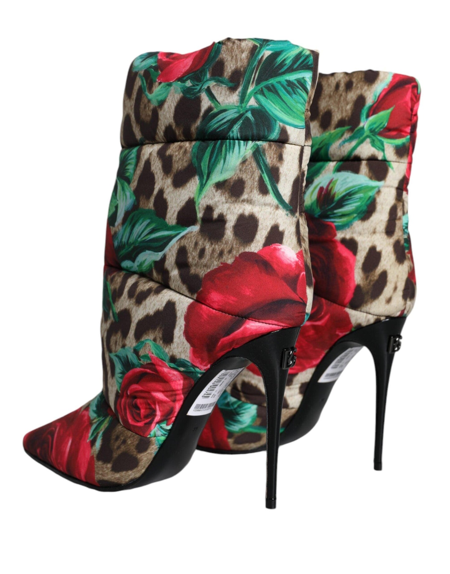 Dolce & Gabbana Multicolor Leopard Rose Mid Calf Boots Shoes - Arichezz.store